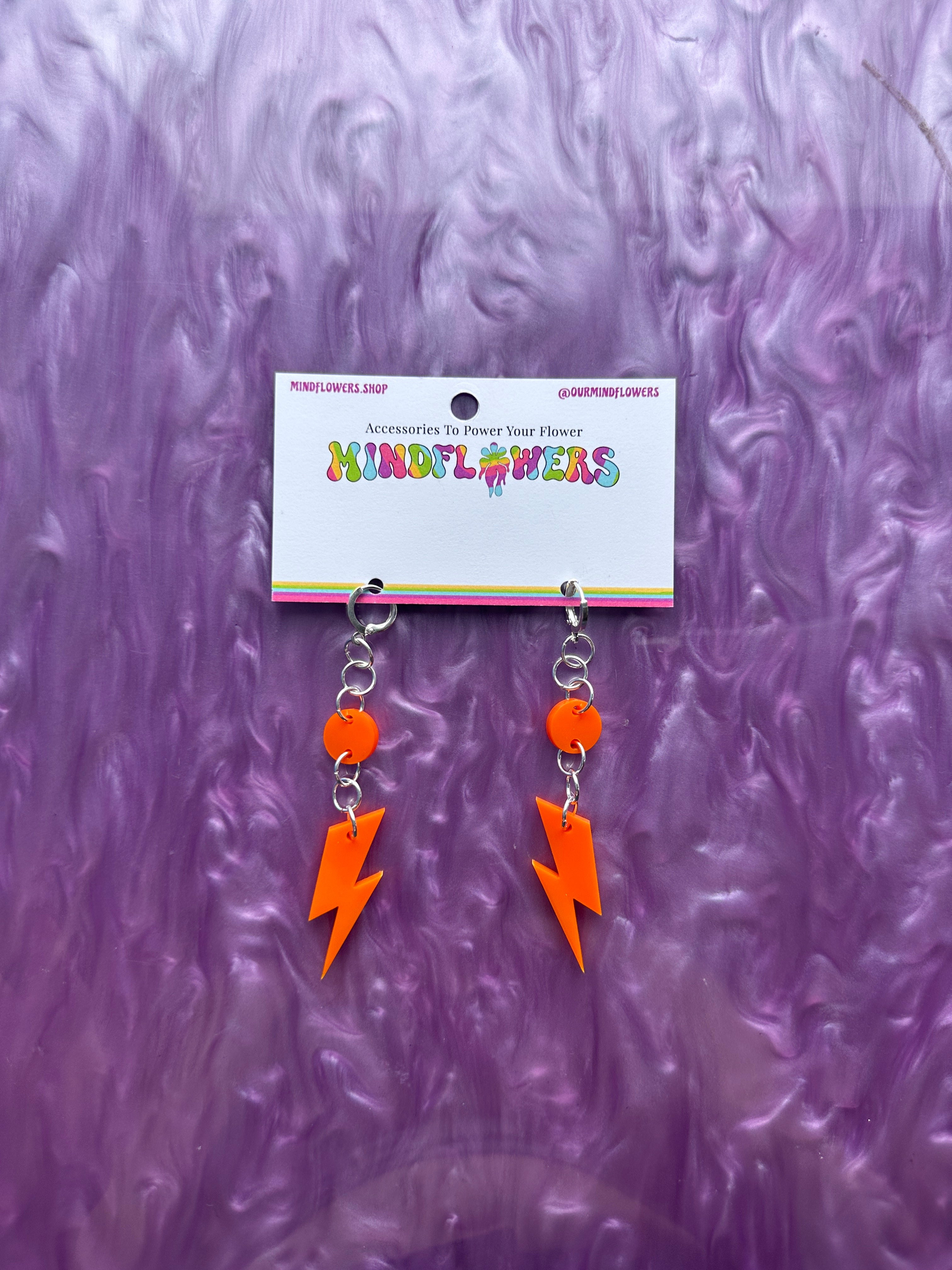 Orange Bolt Dangle Earrings Sample Sale
