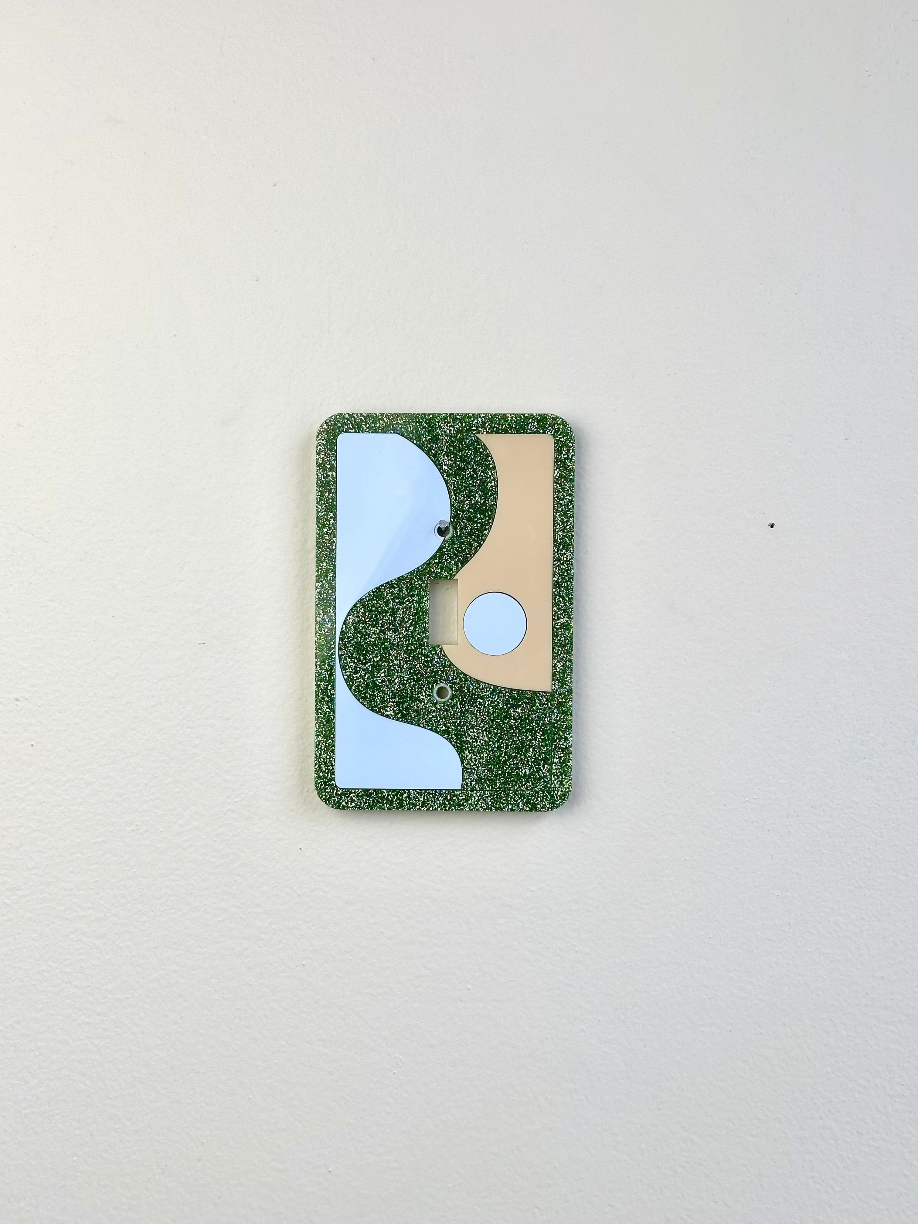 Moss Glitter Wave Light Switch Cover Sample