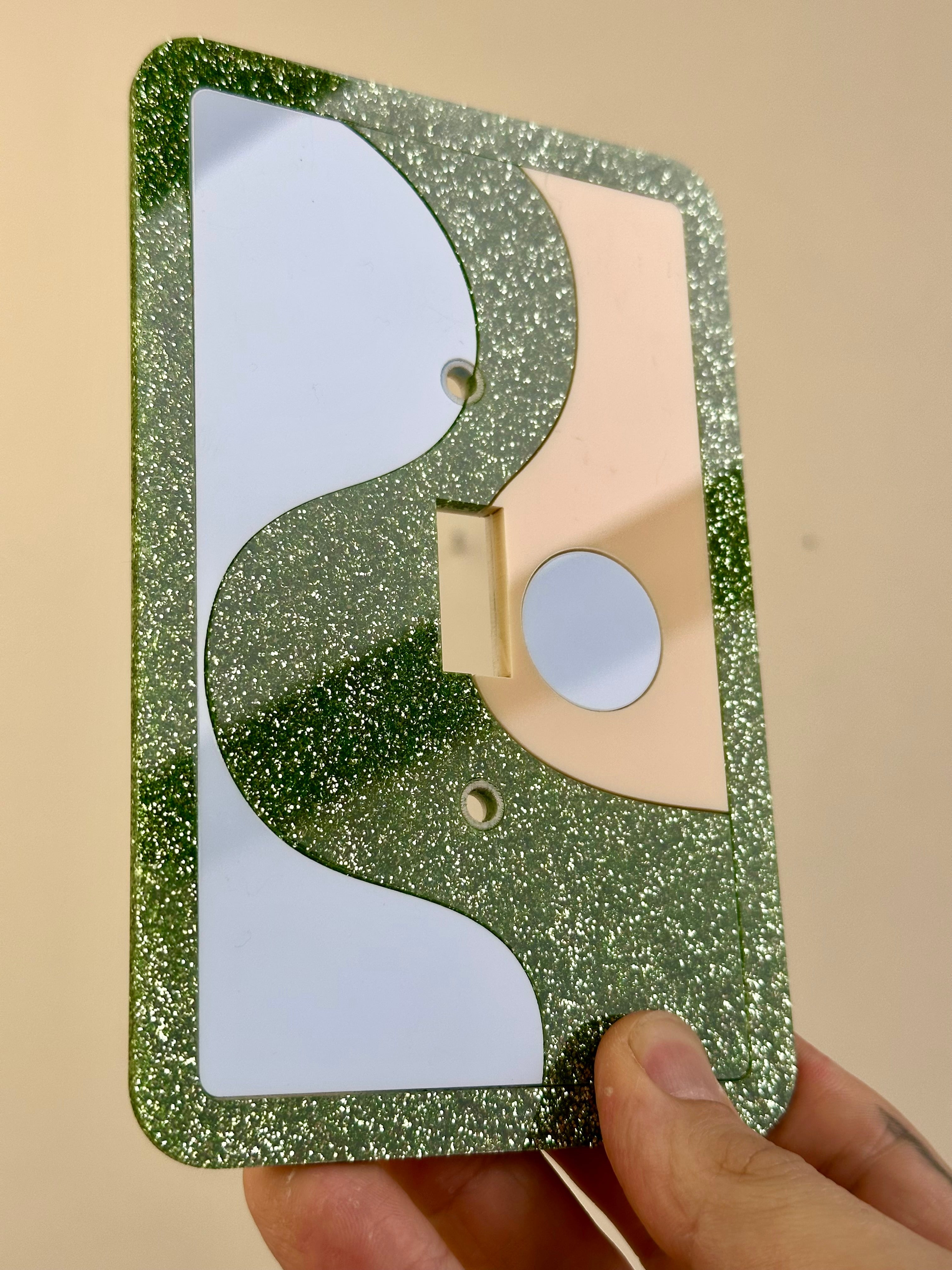 Moss Glitter Wave Light Switch Cover Sample