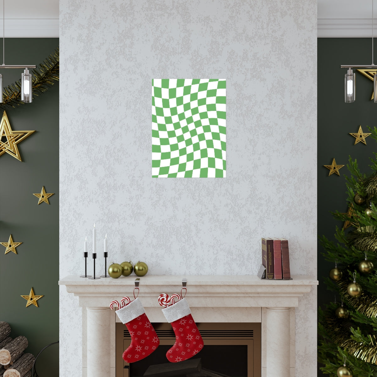 Wavy Checker Wallpaper Wall Art Print