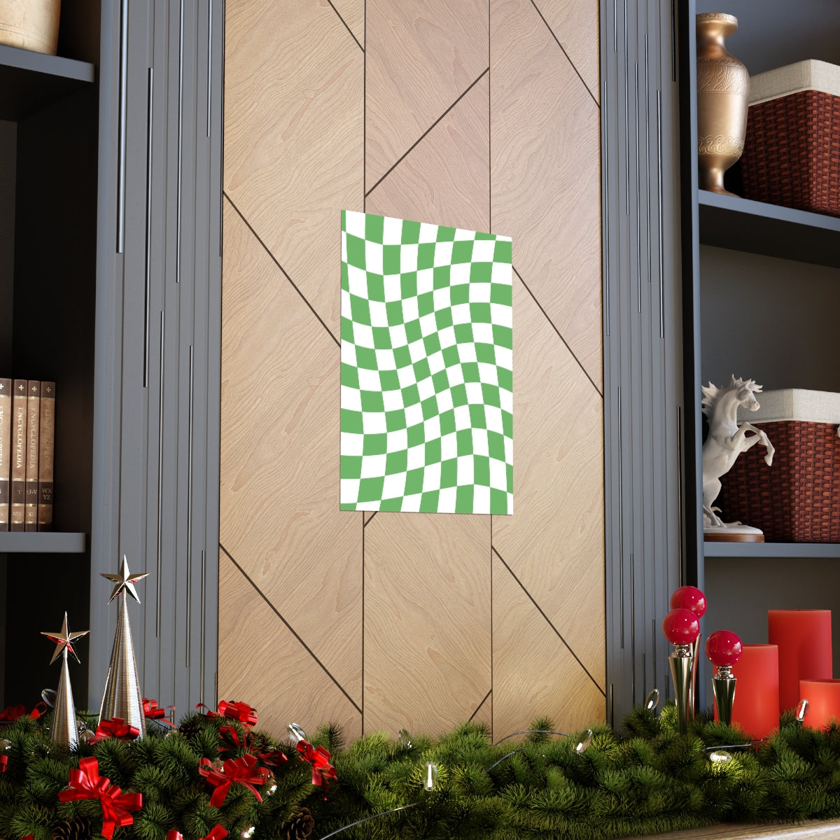 Wavy Checker Wallpaper Wall Art Print