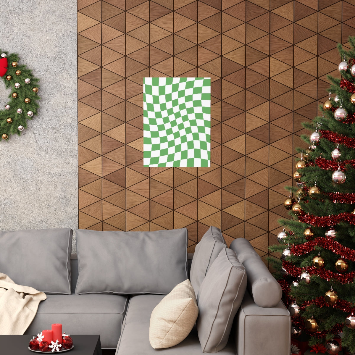 Wavy Checker Wallpaper Wall Art Print
