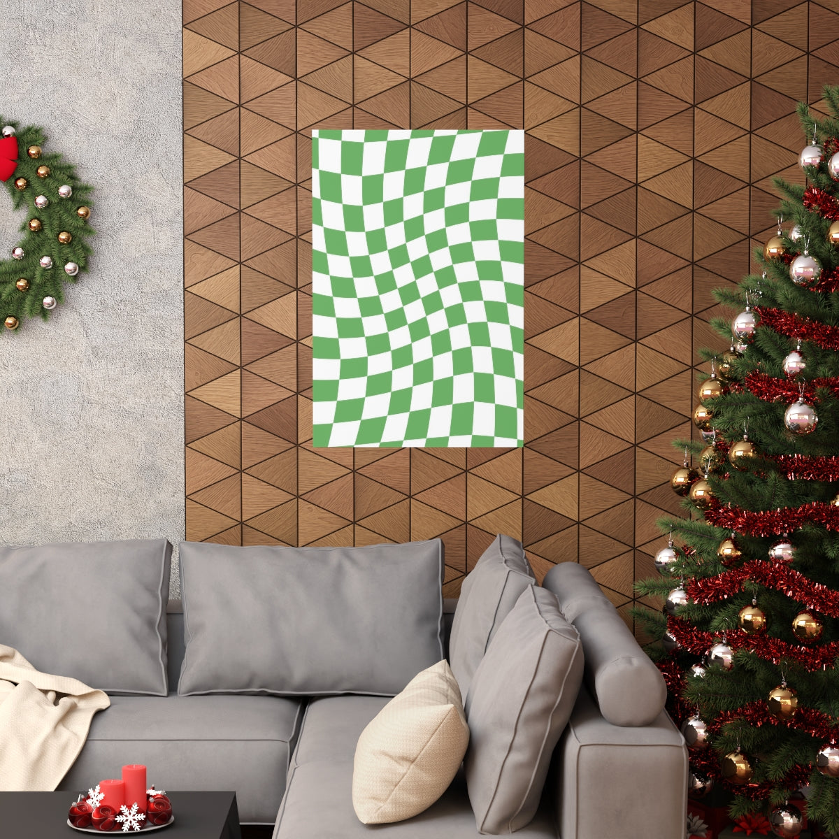 Wavy Checker Wallpaper Wall Art Print