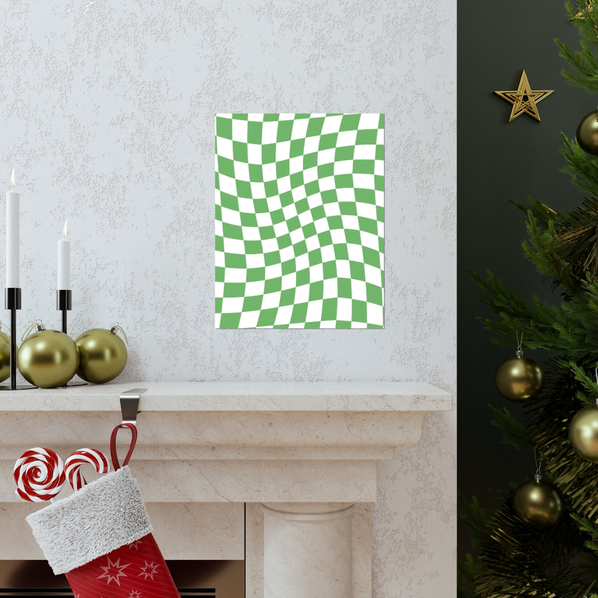Wavy Checker Wallpaper Wall Art Print
