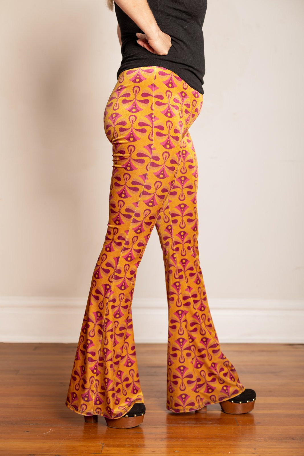 The Etta Flares in Gold Velvet