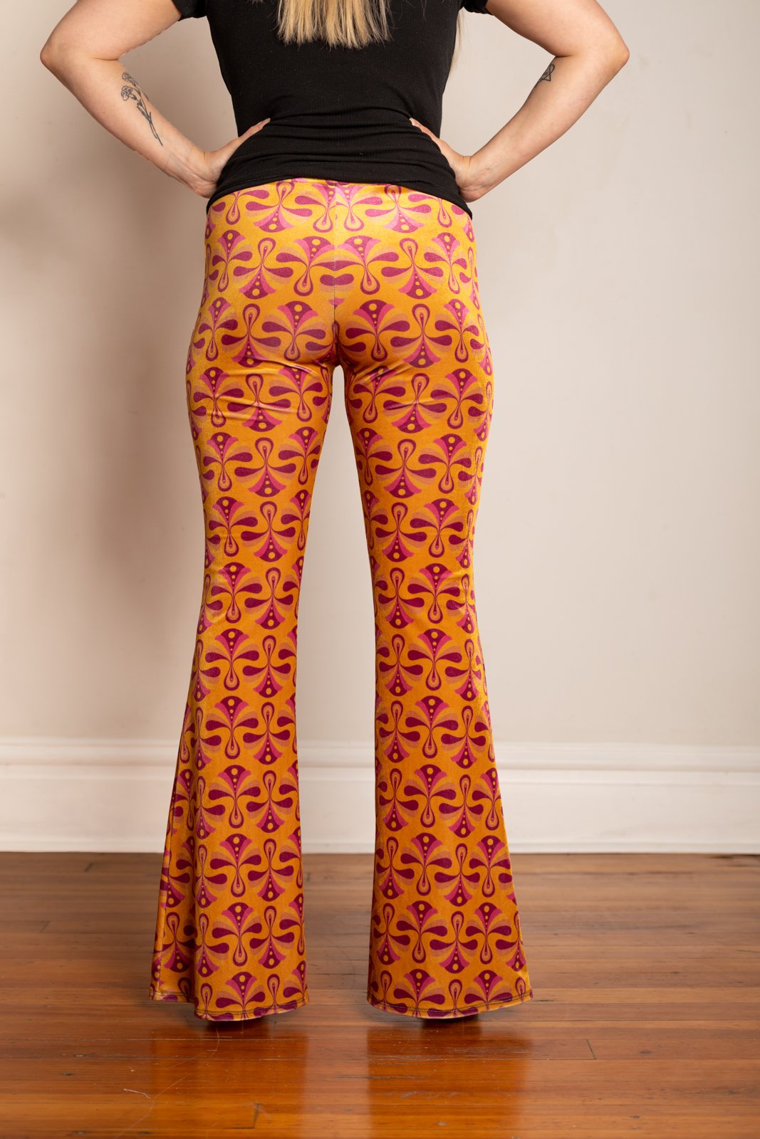 The Etta Flares in Gold Velvet