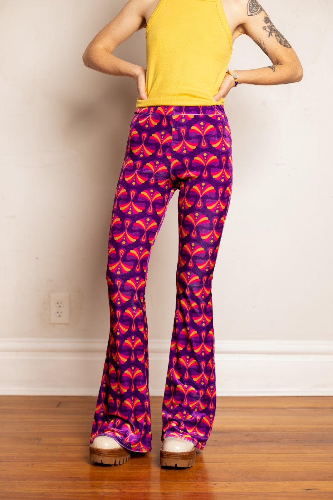 The Etta Flares in Purple Velvet