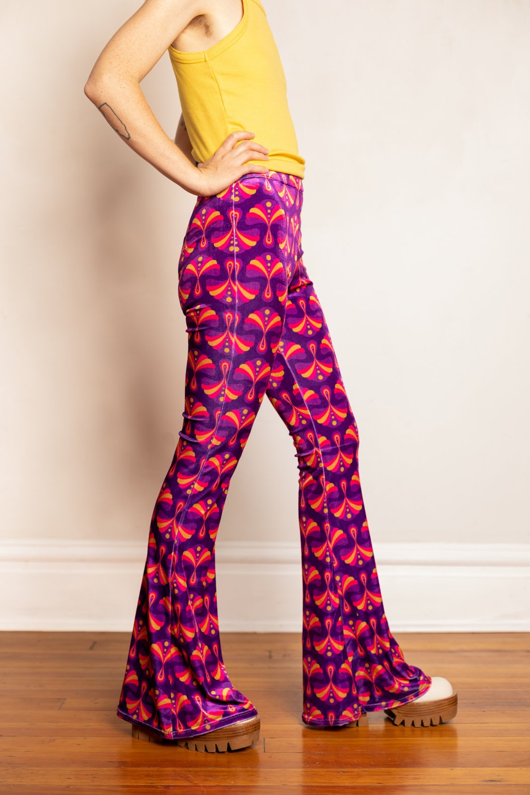 The Etta Flares in Purple Velvet