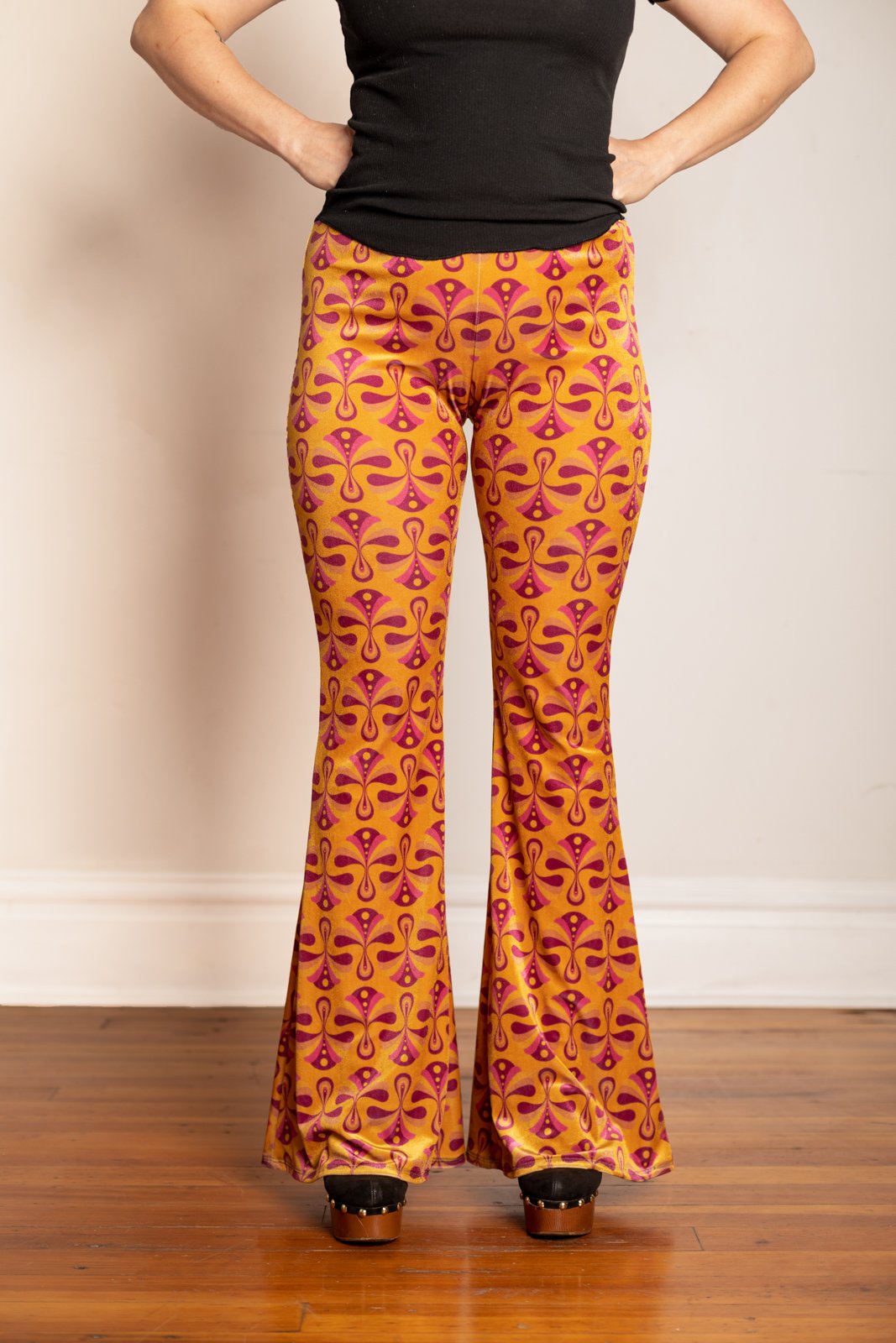 The Etta Flares in Gold Velvet