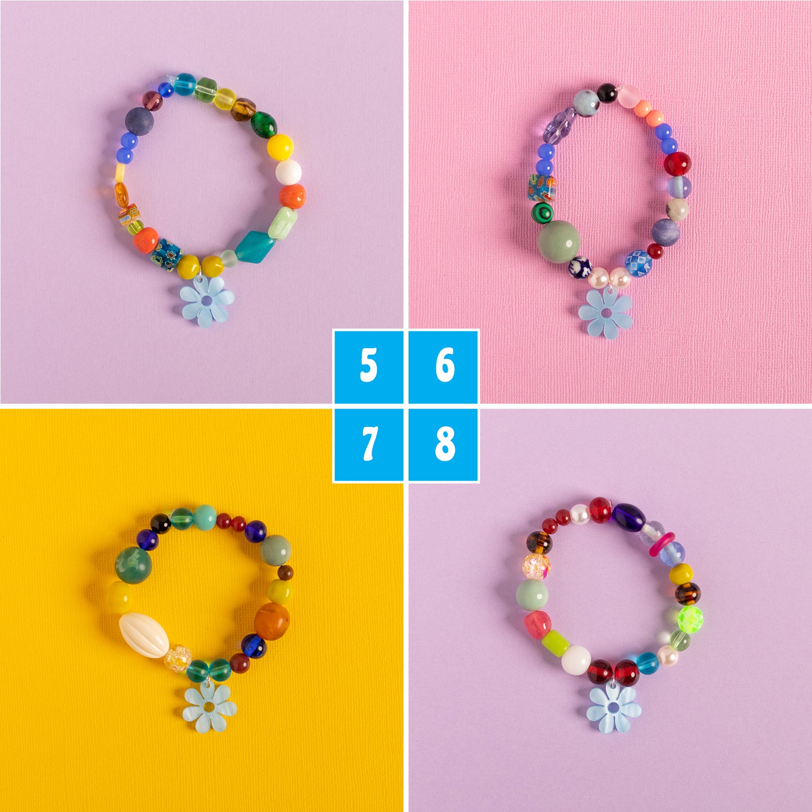 Beaded Daisy Bracelets in Blue