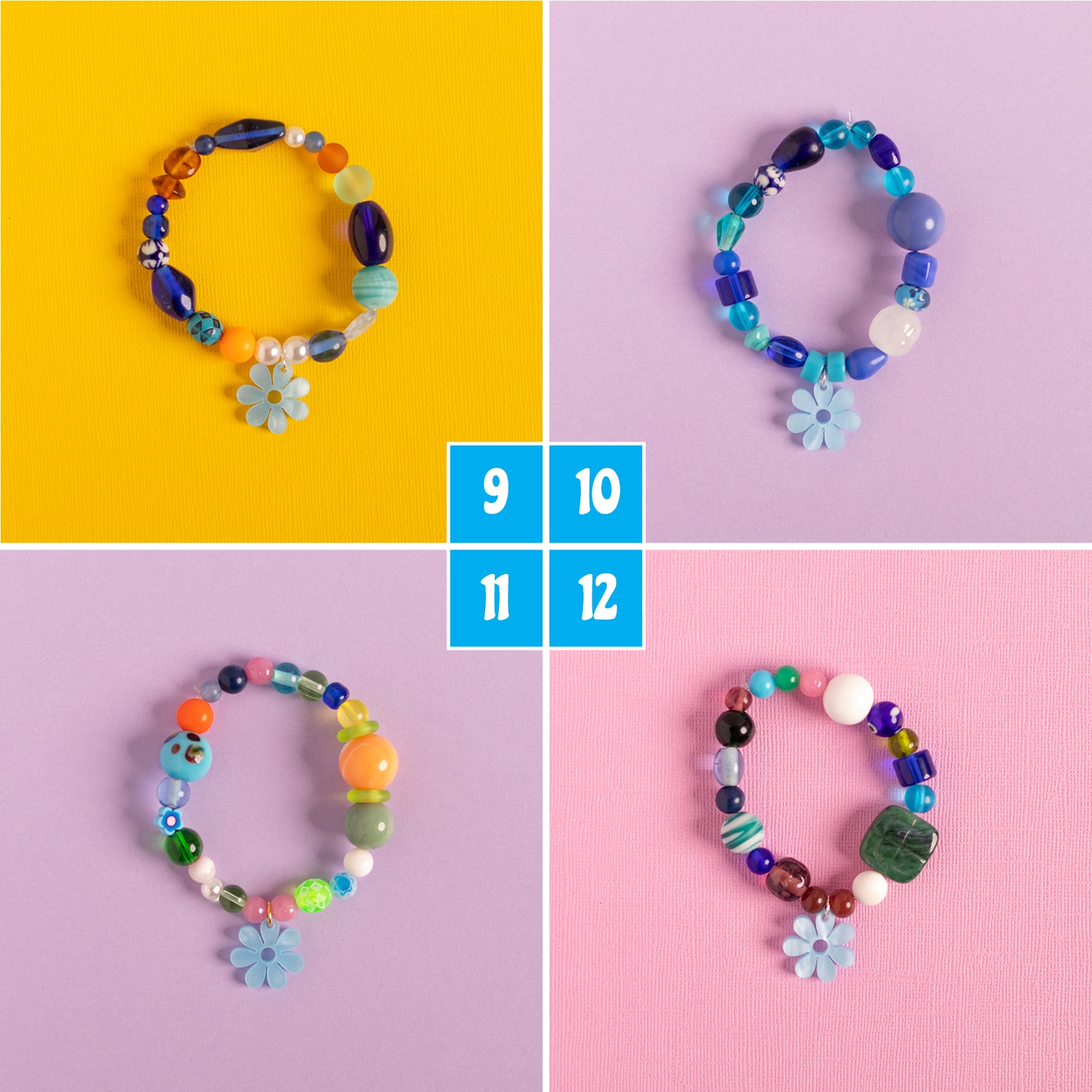 Beaded Daisy Bracelets in Blue