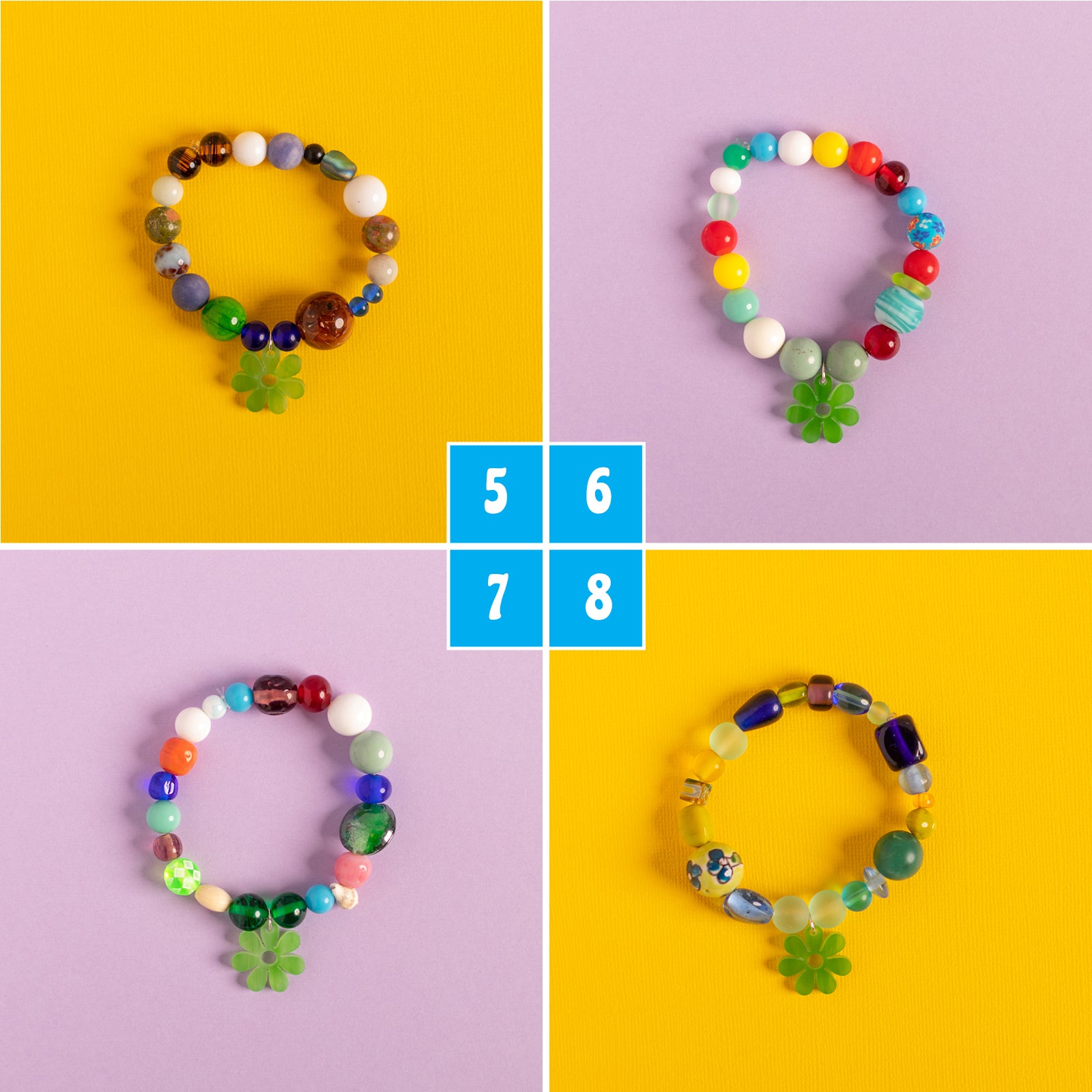 Beaded Daisy Bracelets in Green