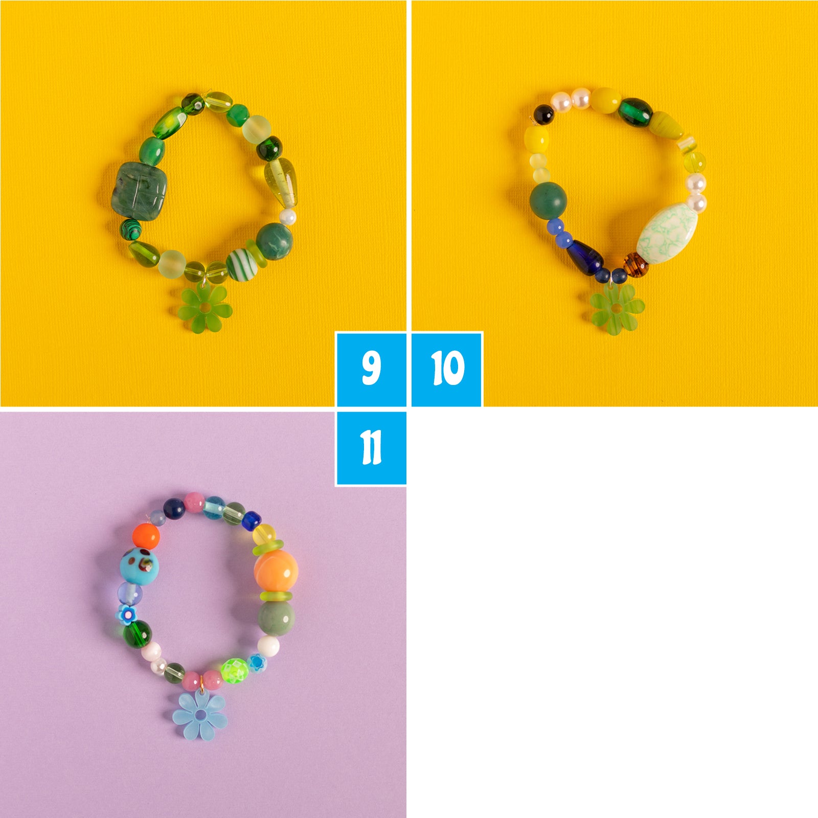 Beaded Daisy Bracelets in Green