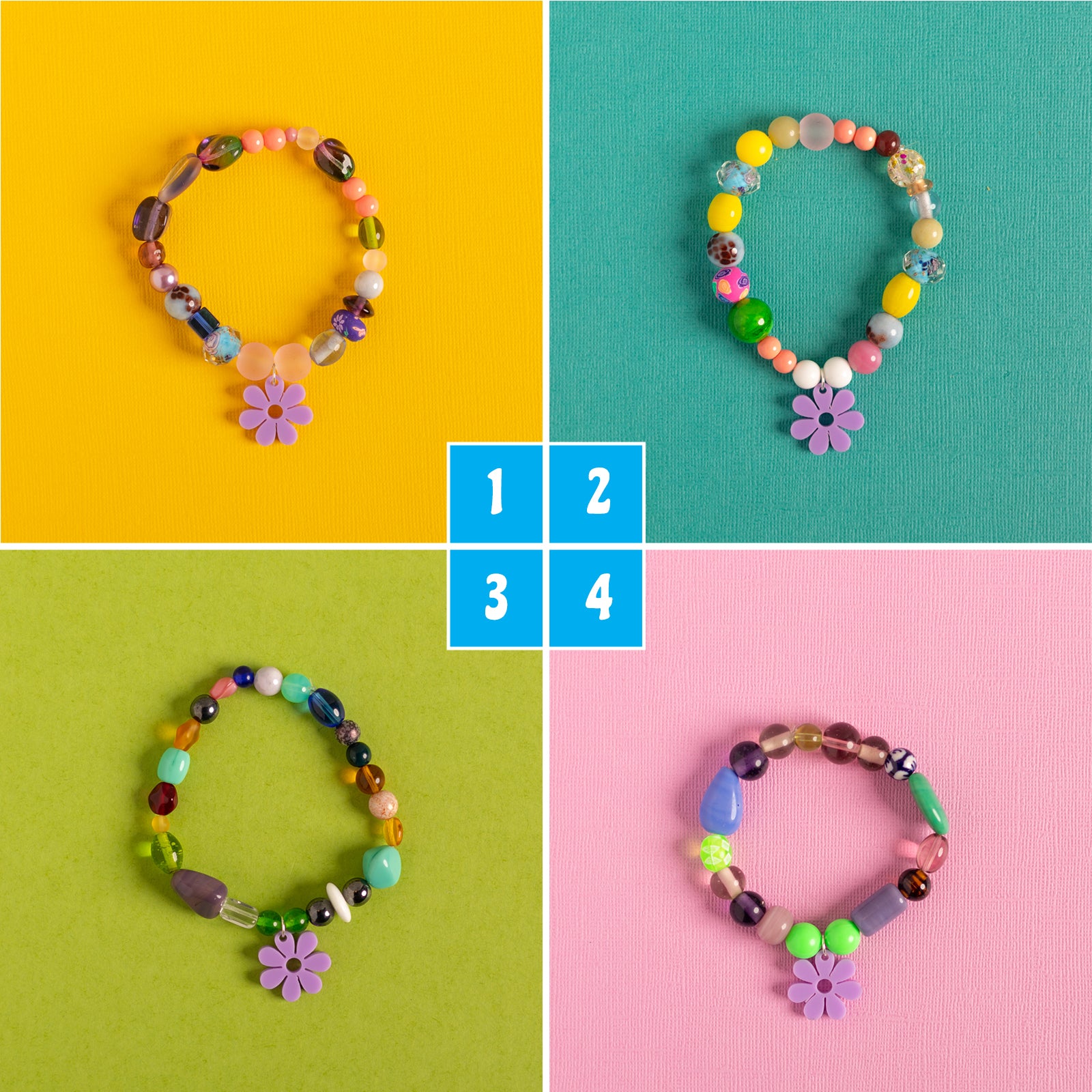 Beaded Daisy Bracelets in Lilac
