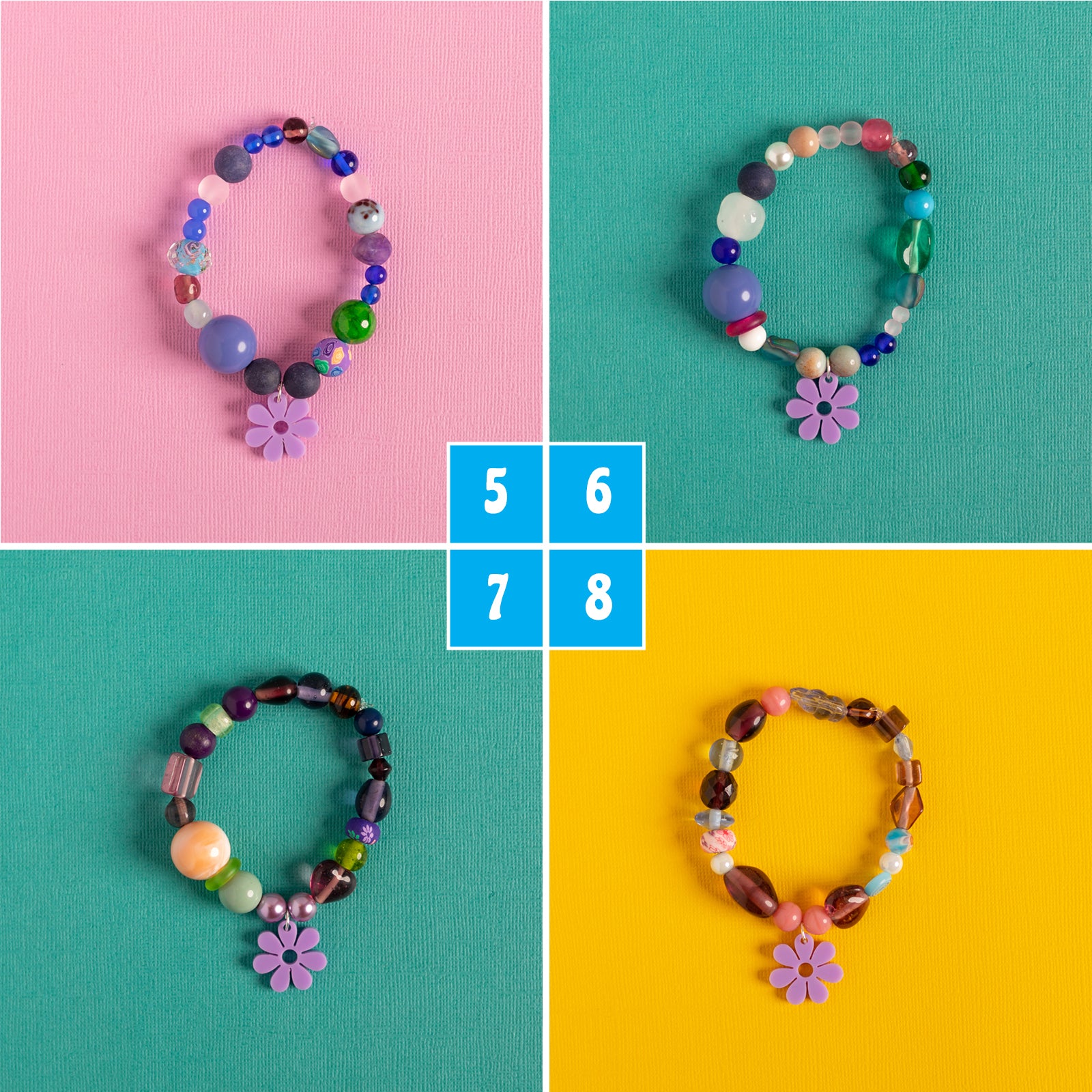 Beaded Daisy Bracelets in Lilac