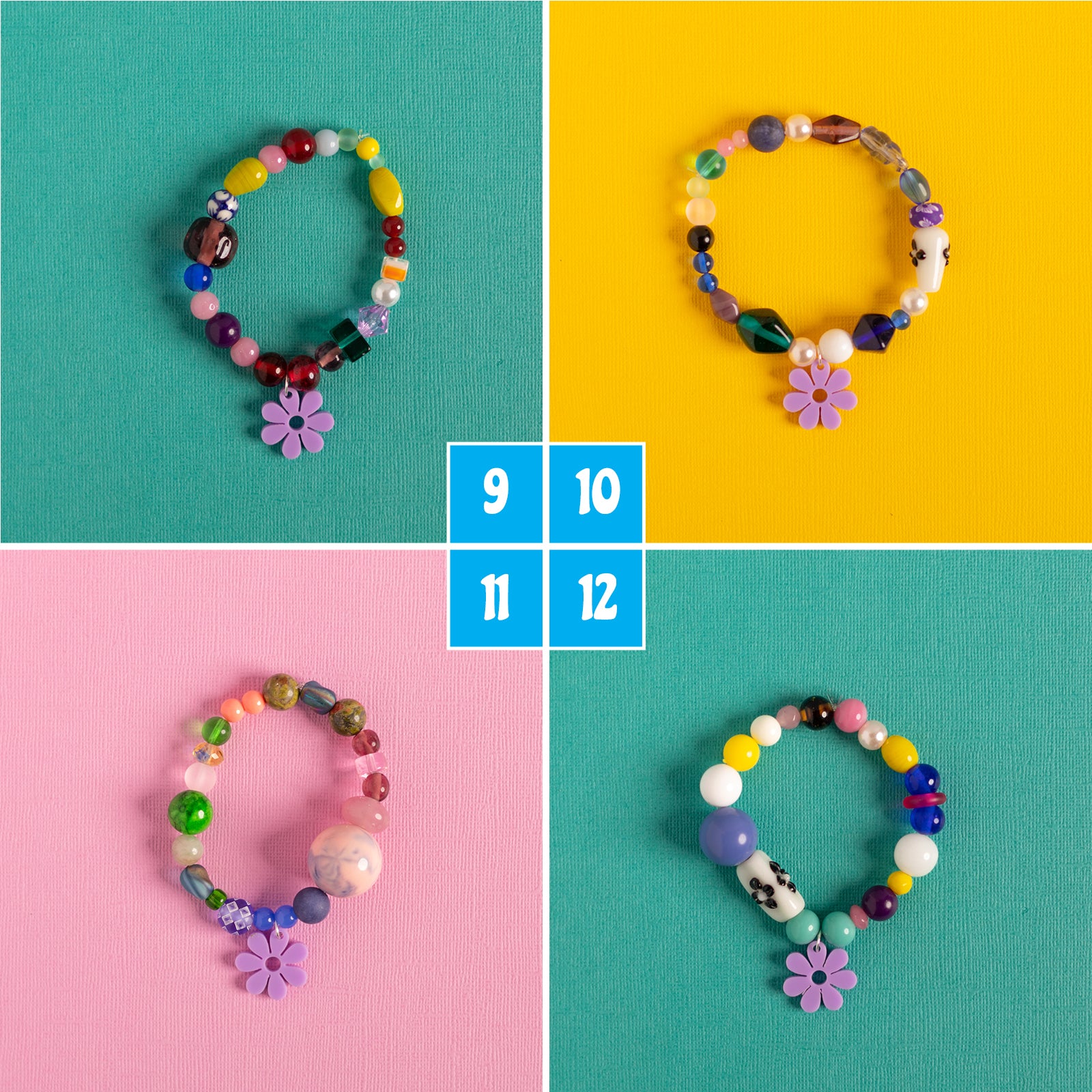 Beaded Daisy Bracelets in Lilac