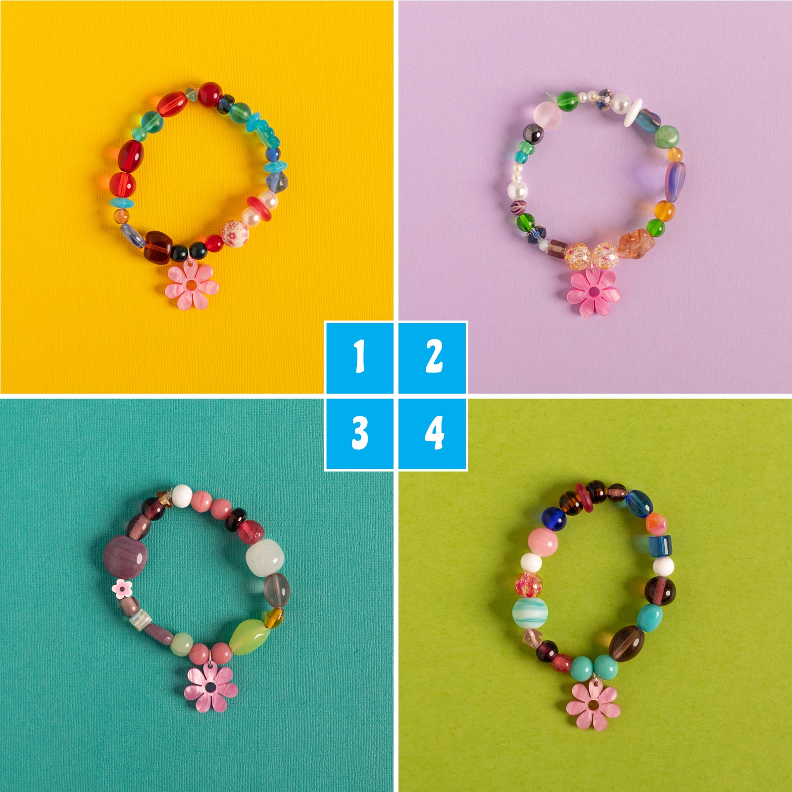 Beaded Daisy Bracelets in Pink