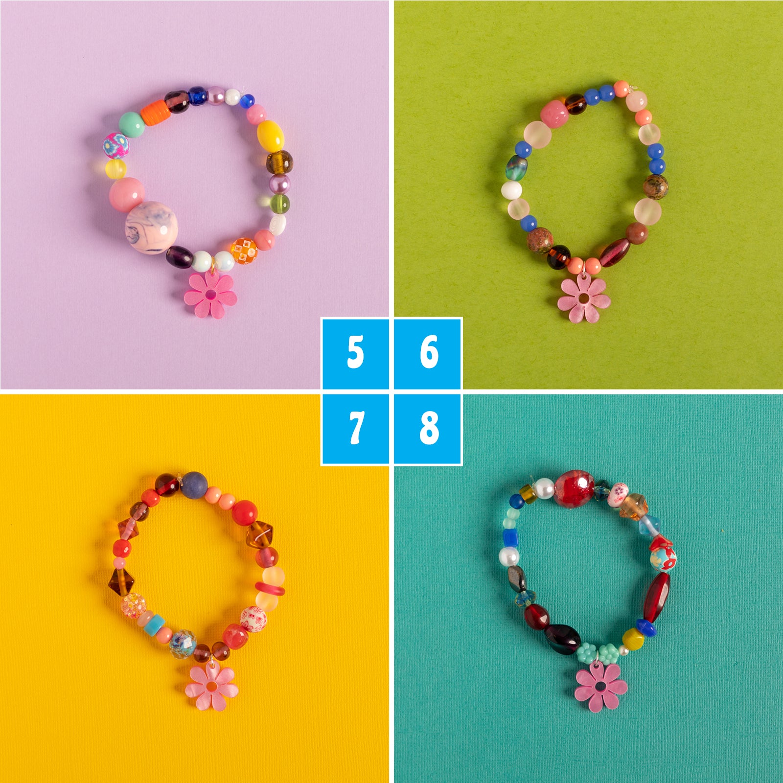 Beaded Daisy Bracelets in Pink