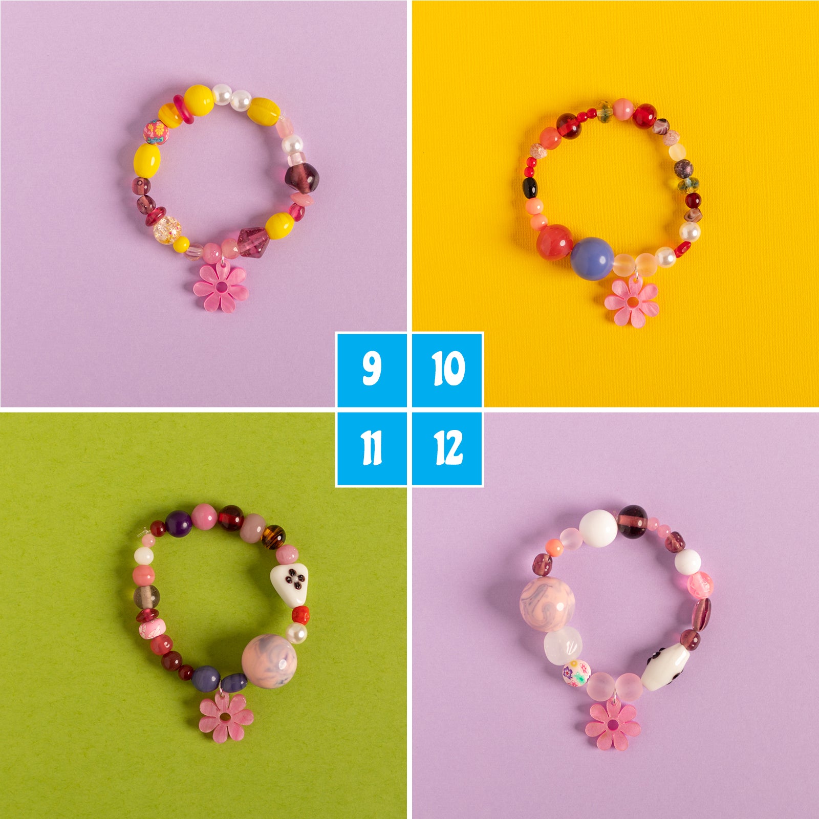 Beaded Daisy Bracelets in Pink