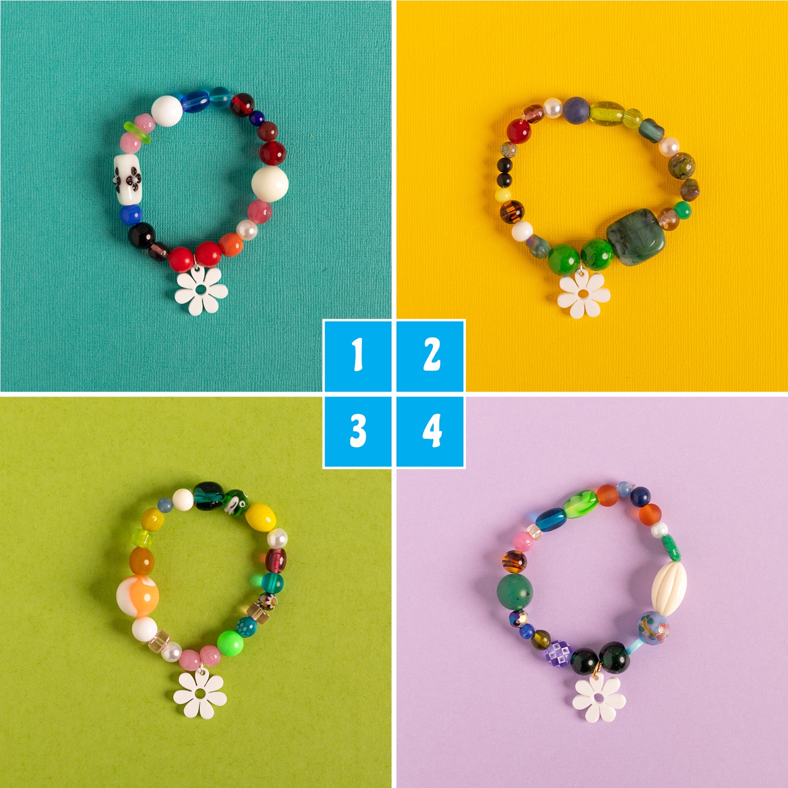 Beaded Daisy Bracelets in White