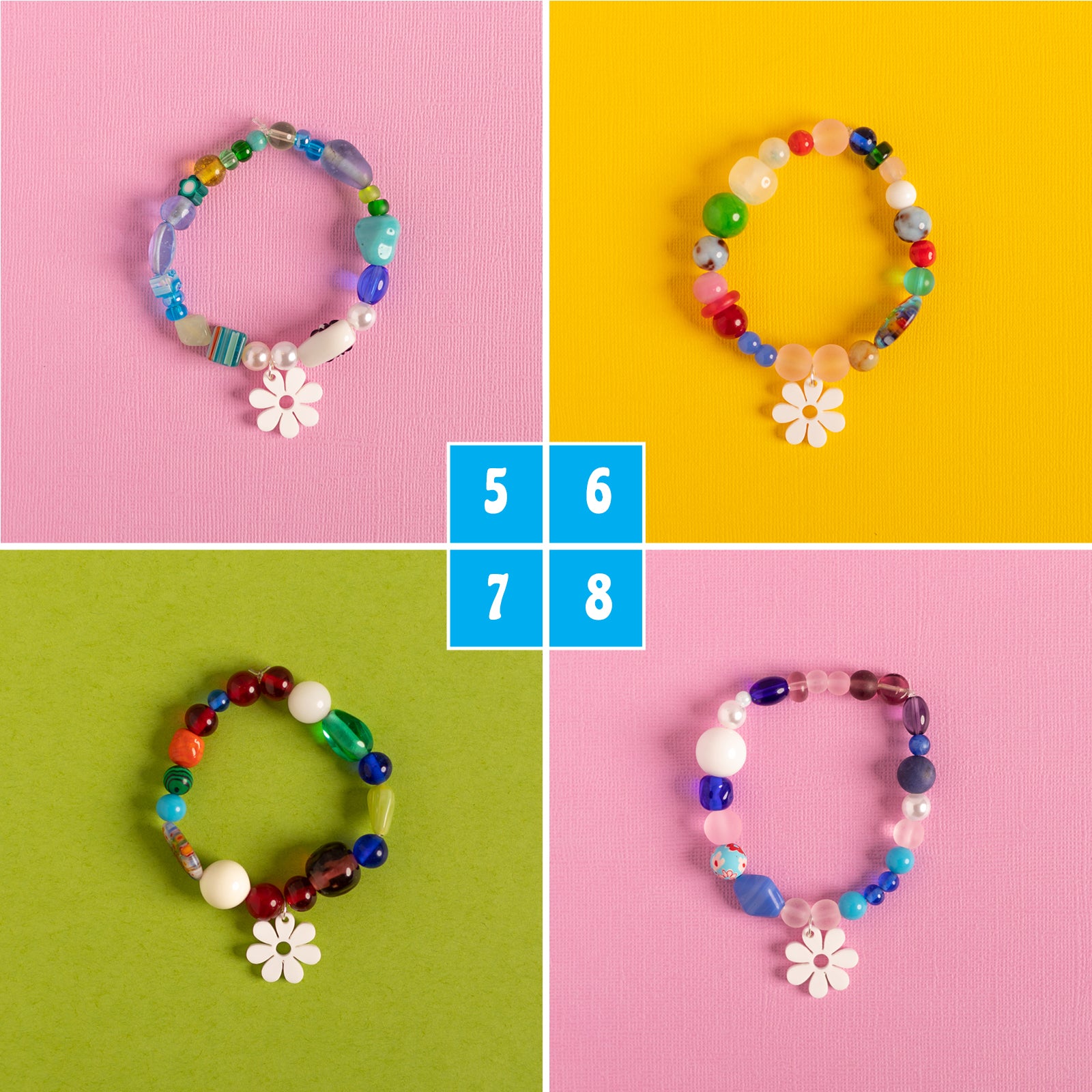 Beaded Daisy Bracelets in White