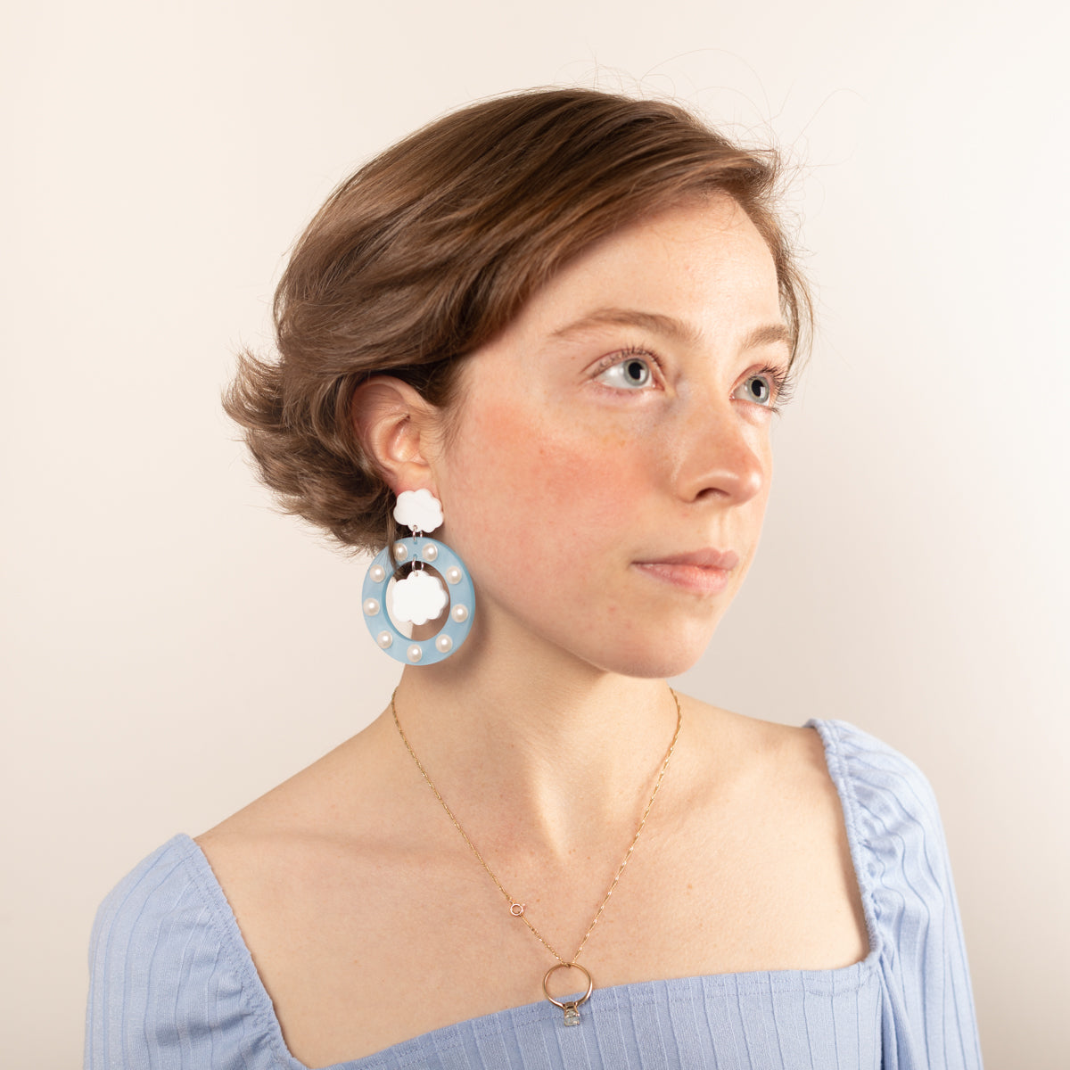 Oh So Cloudy Hanging Stud Earrings