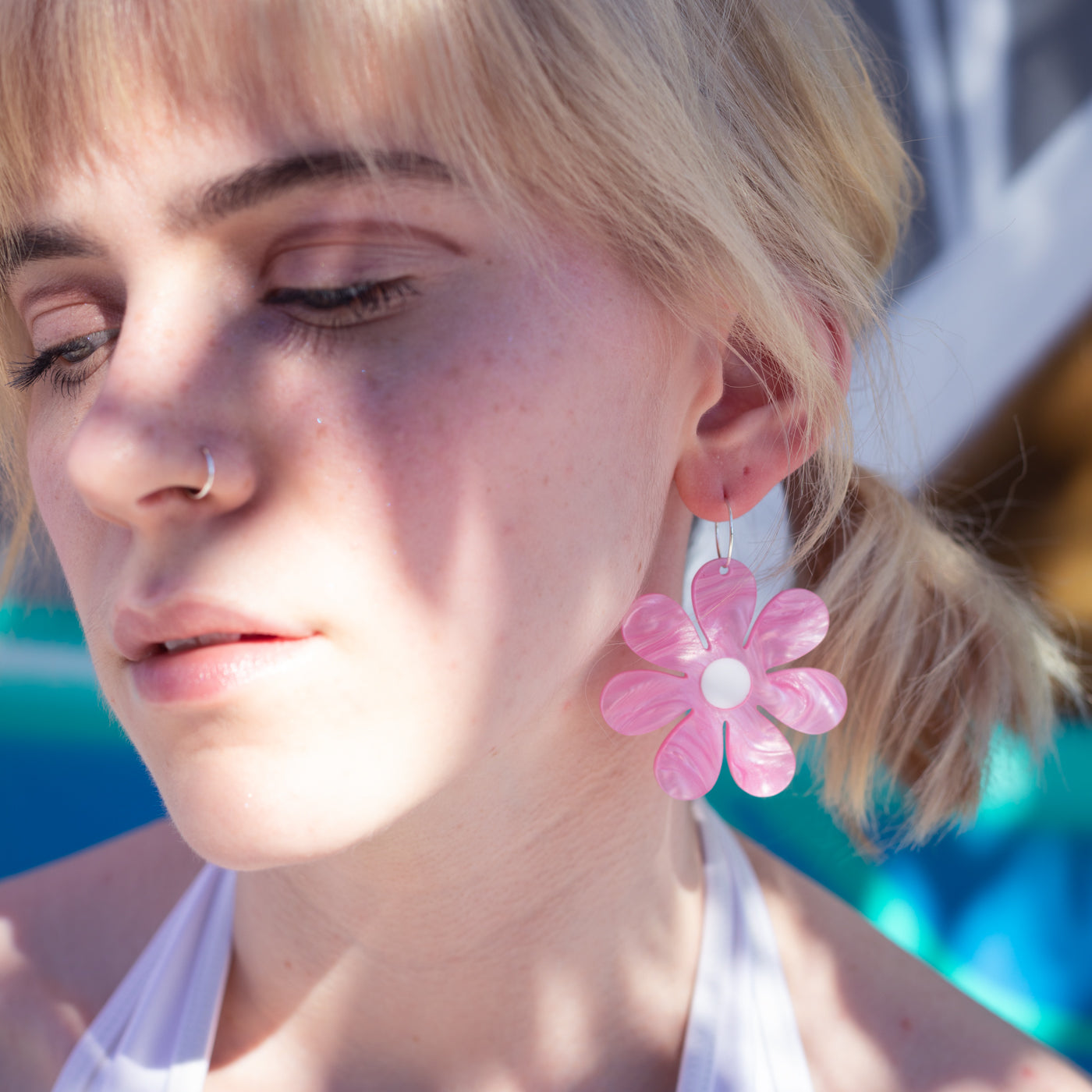 The Daisy Hoop Earrings,EarringMindFlowers