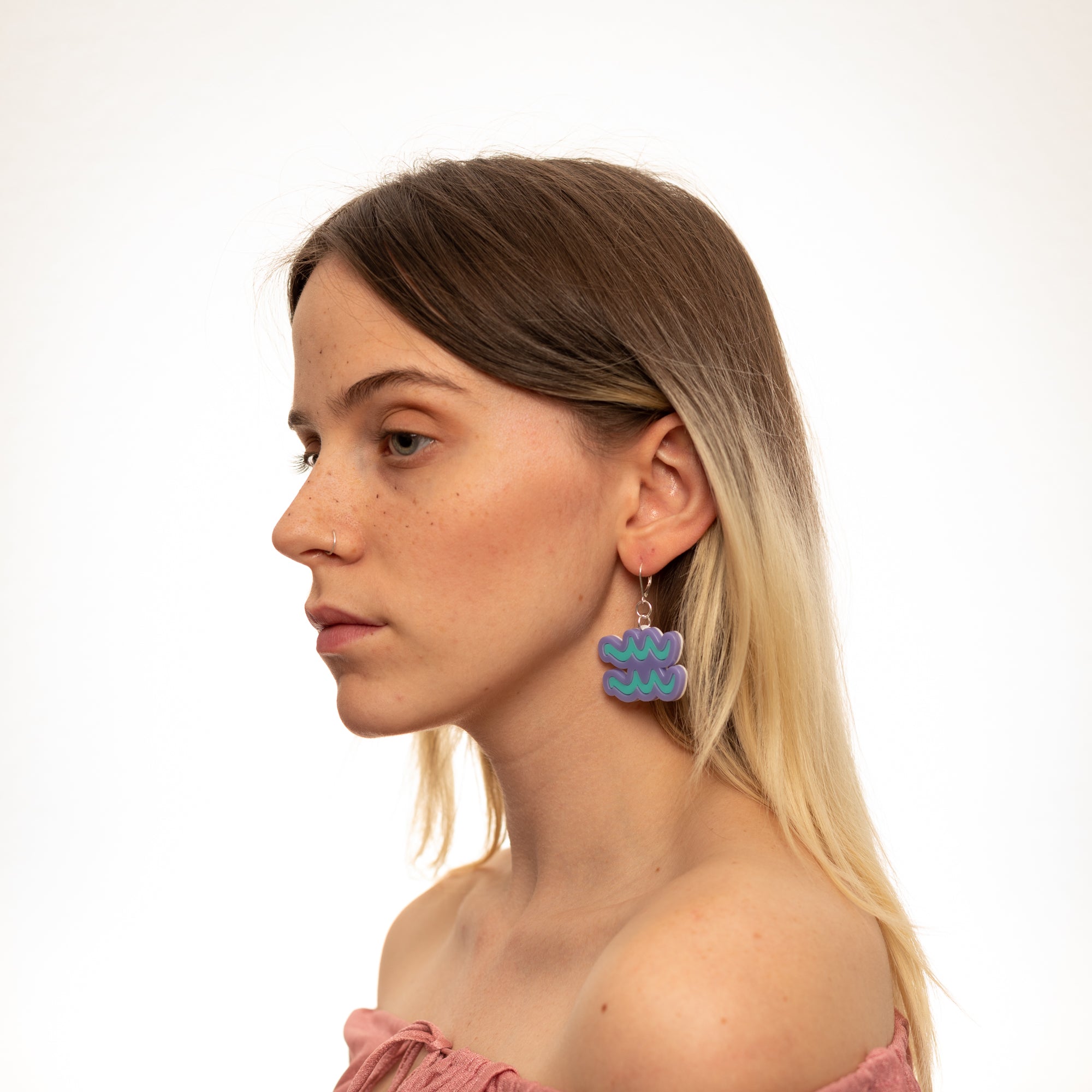 The Aquarius Sign Dangle Earrings,EarringMindFlowers