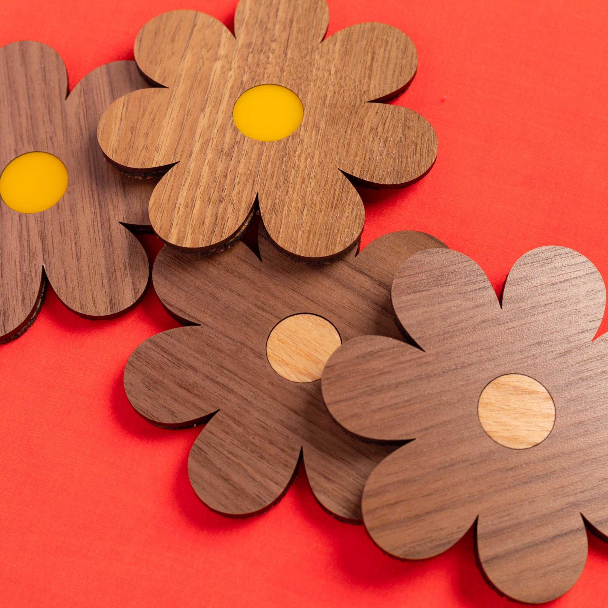 Wooden Daisy Coaster Pack