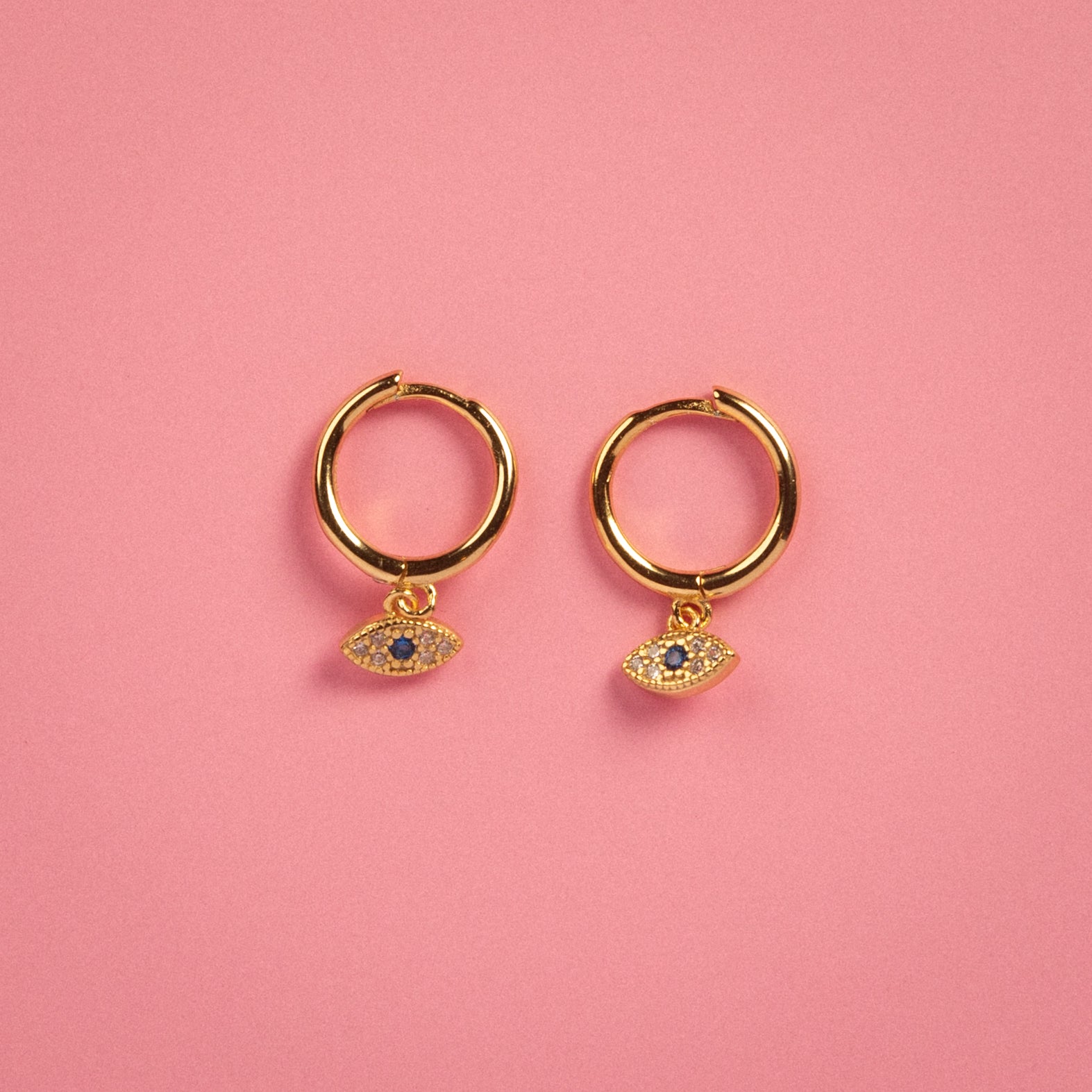 Huggie Eye Hoop Earrings