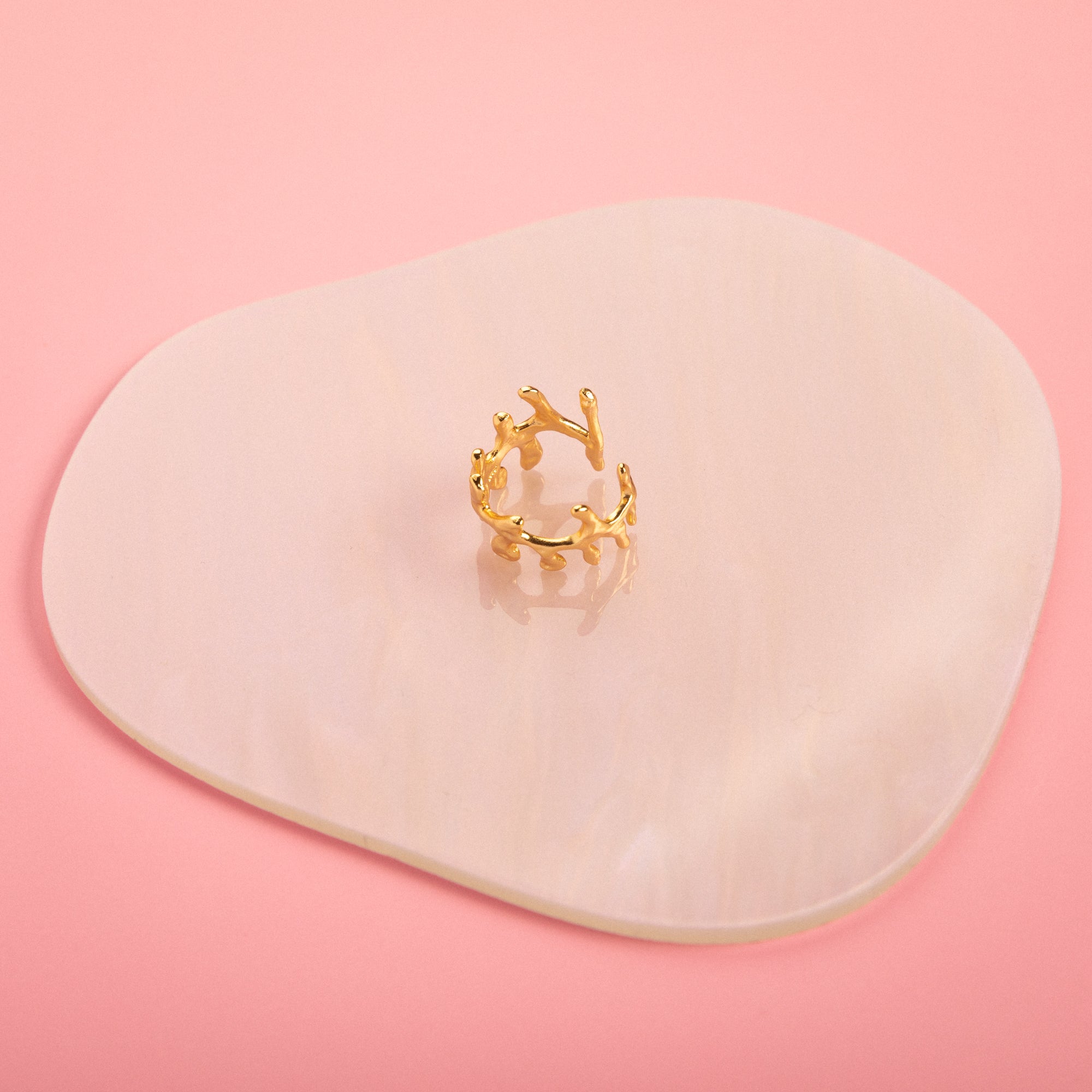 Golden Branch Adjustable Ring