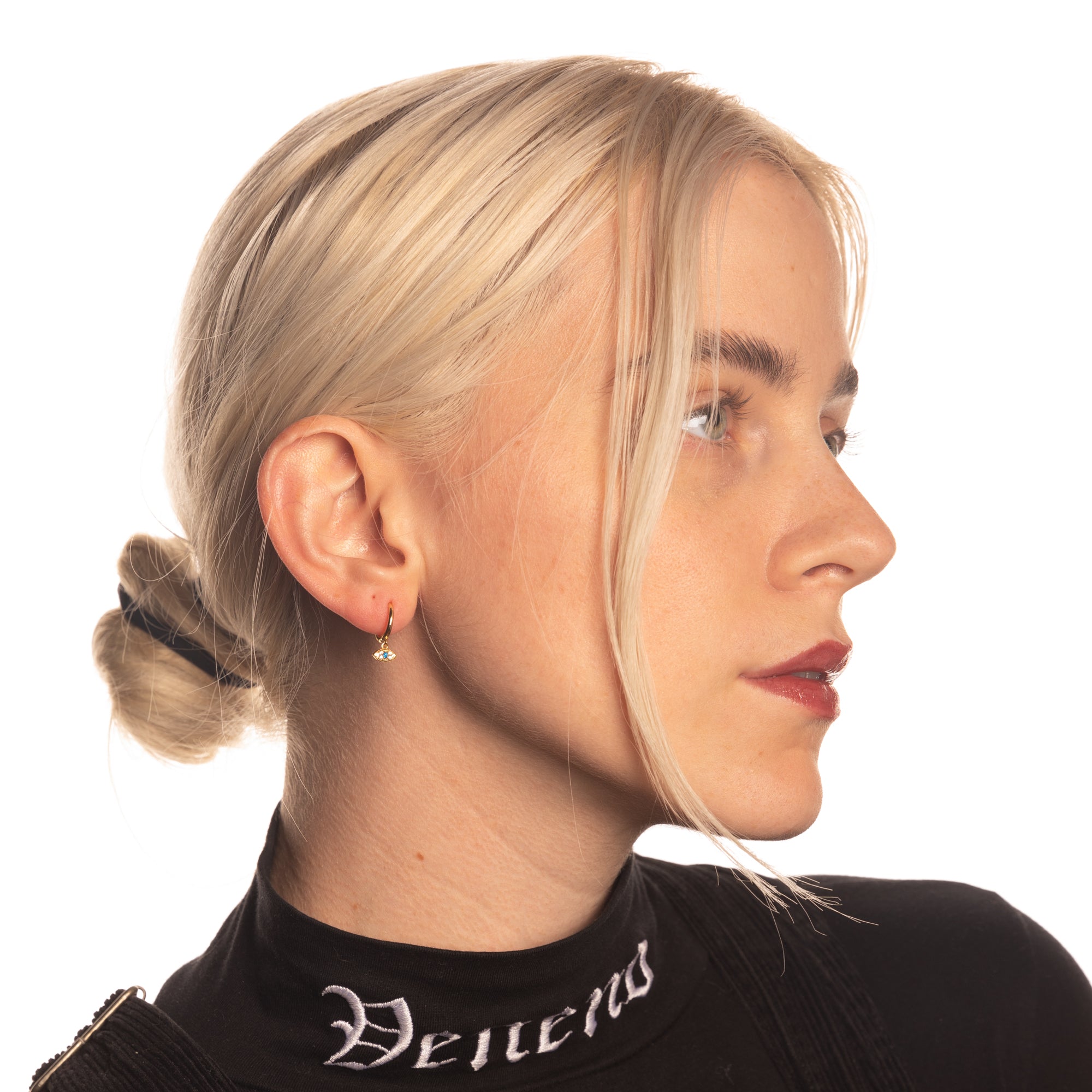 Huggie Eye Hoop Earrings