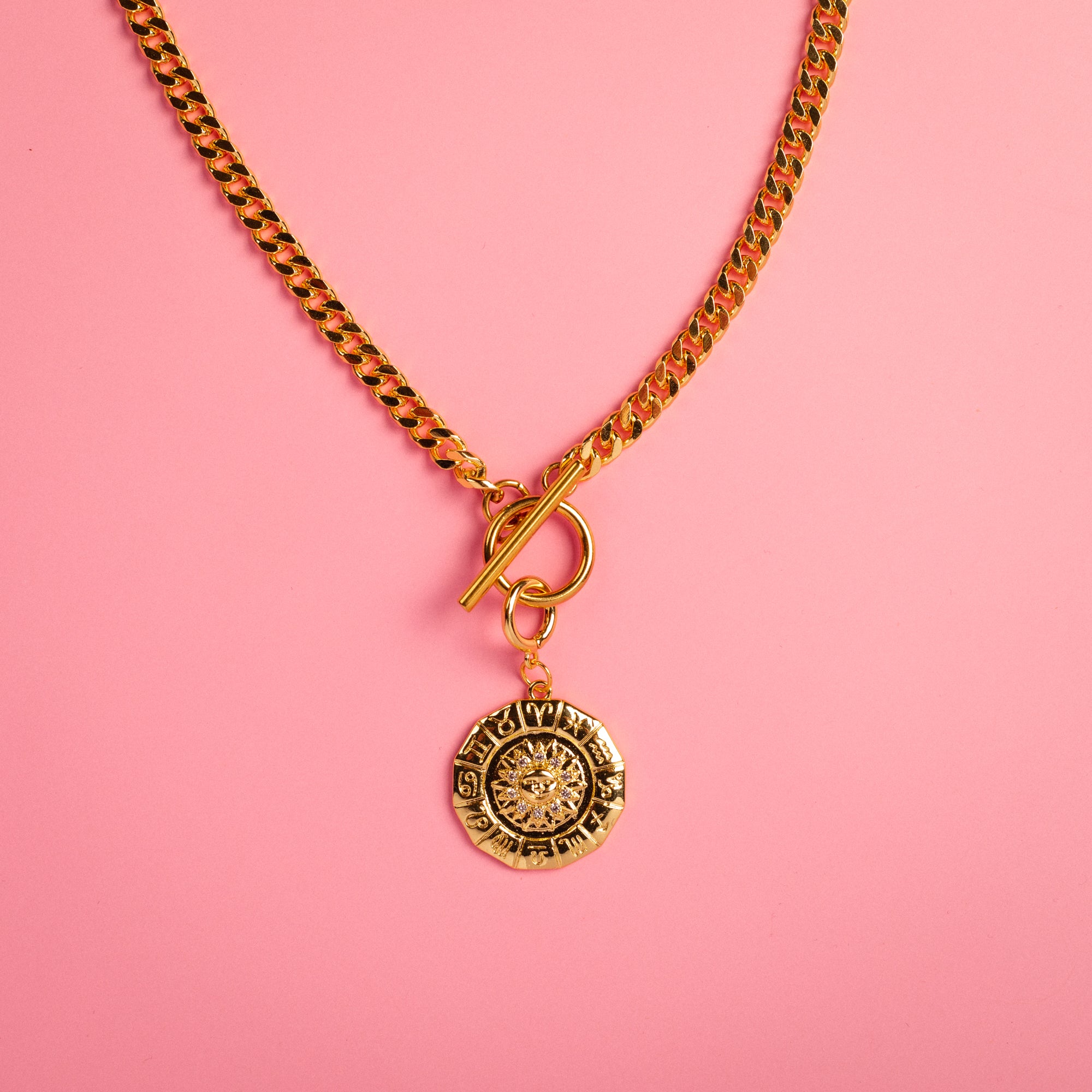 Zodiac Wheel Pendant Charm & Necklace