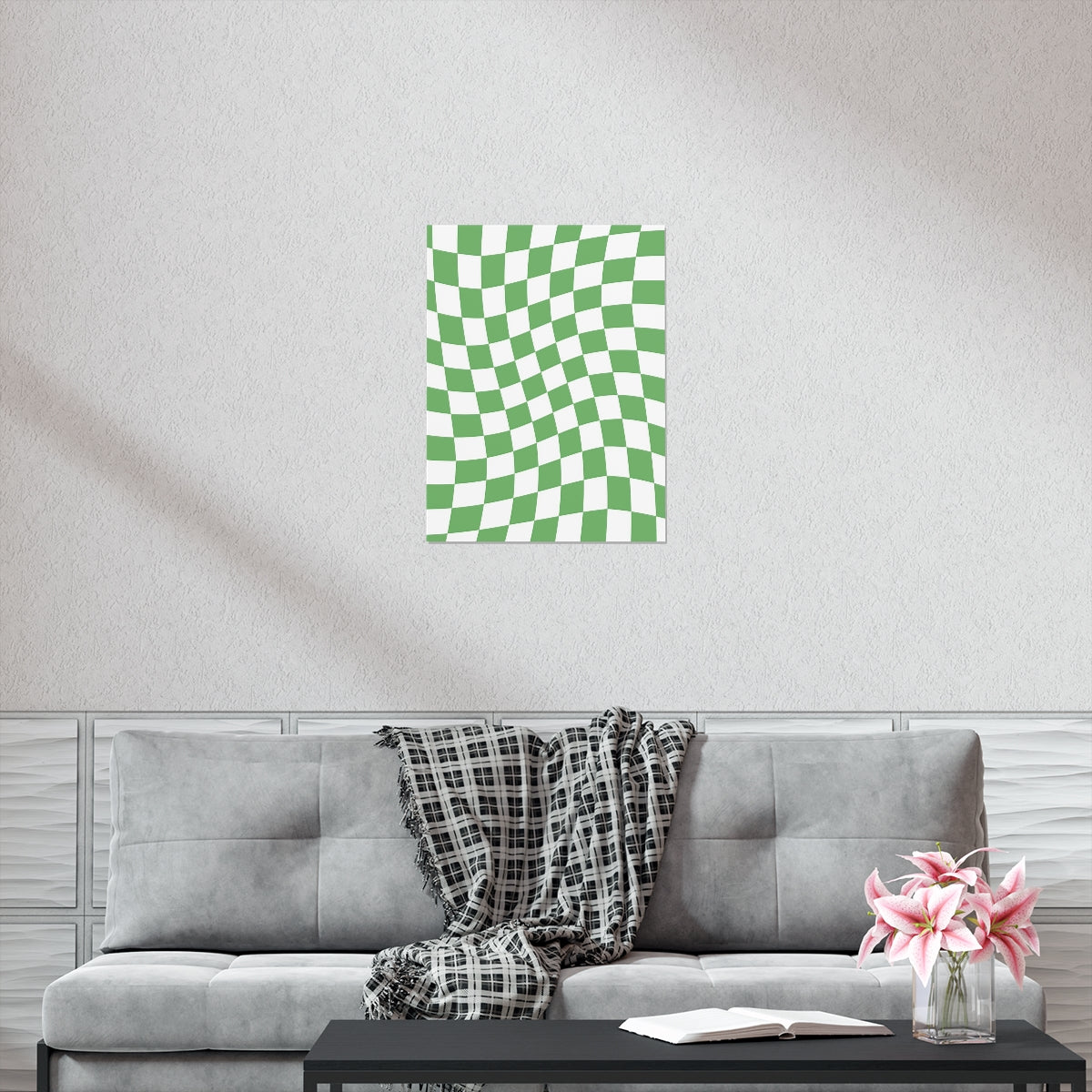 Wavy Checker Wallpaper Wall Art Print