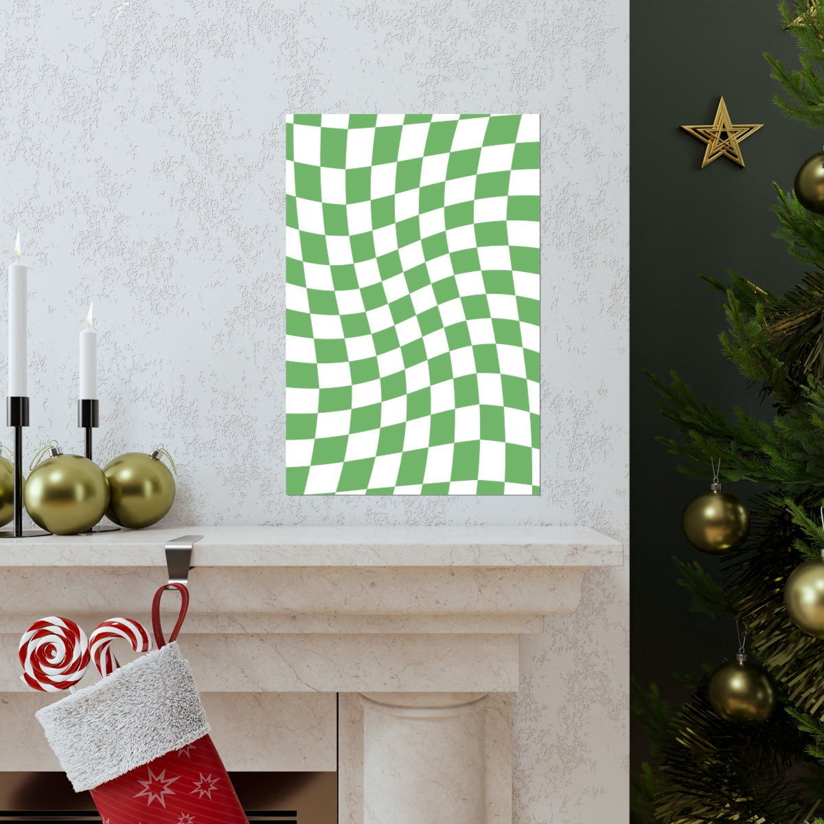 Wavy Checker Wallpaper Wall Art Print