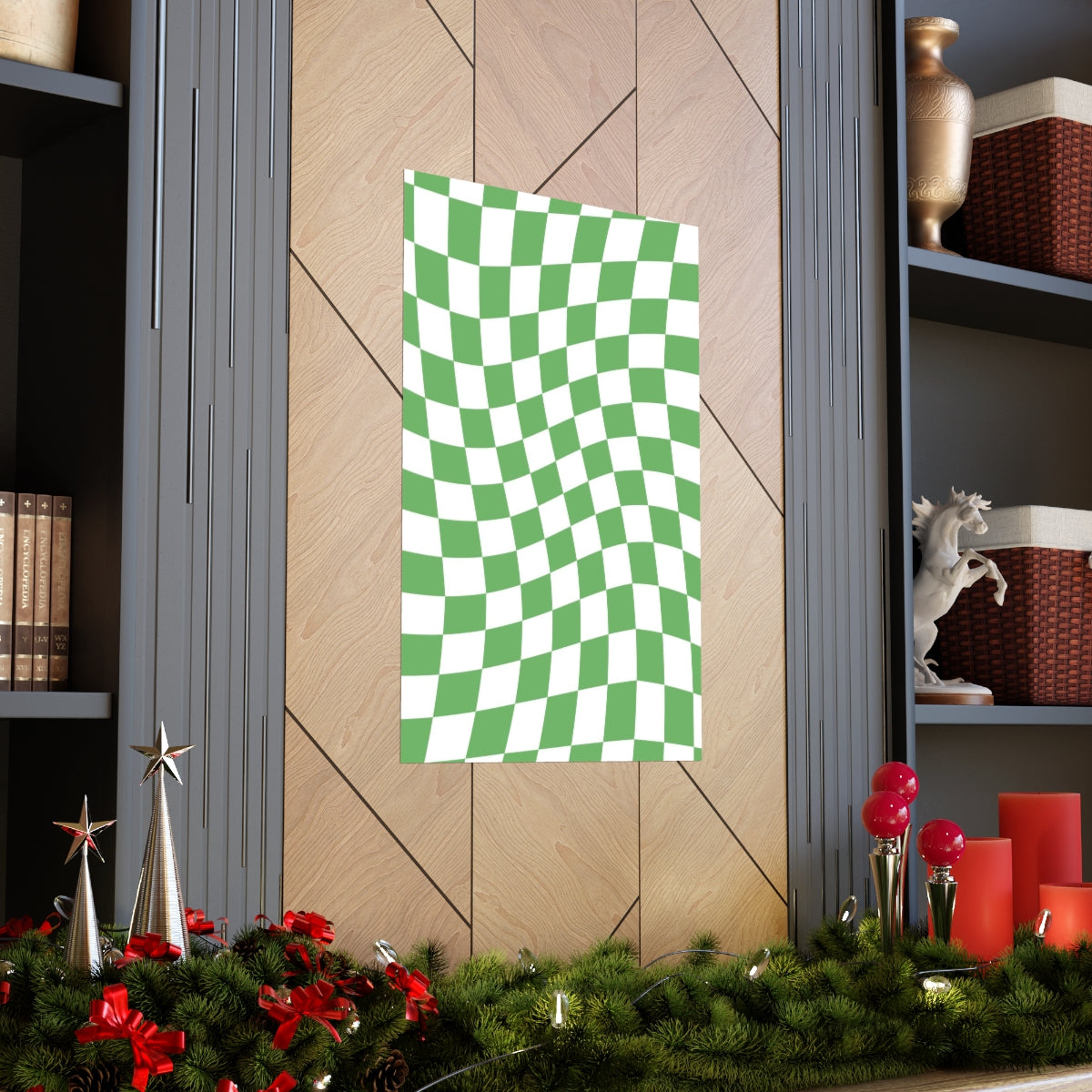 Wavy Checker Wallpaper Wall Art Print