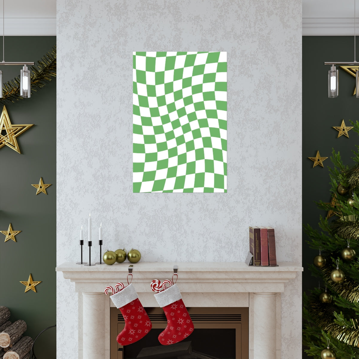 Wavy Checker Wallpaper Wall Art Print