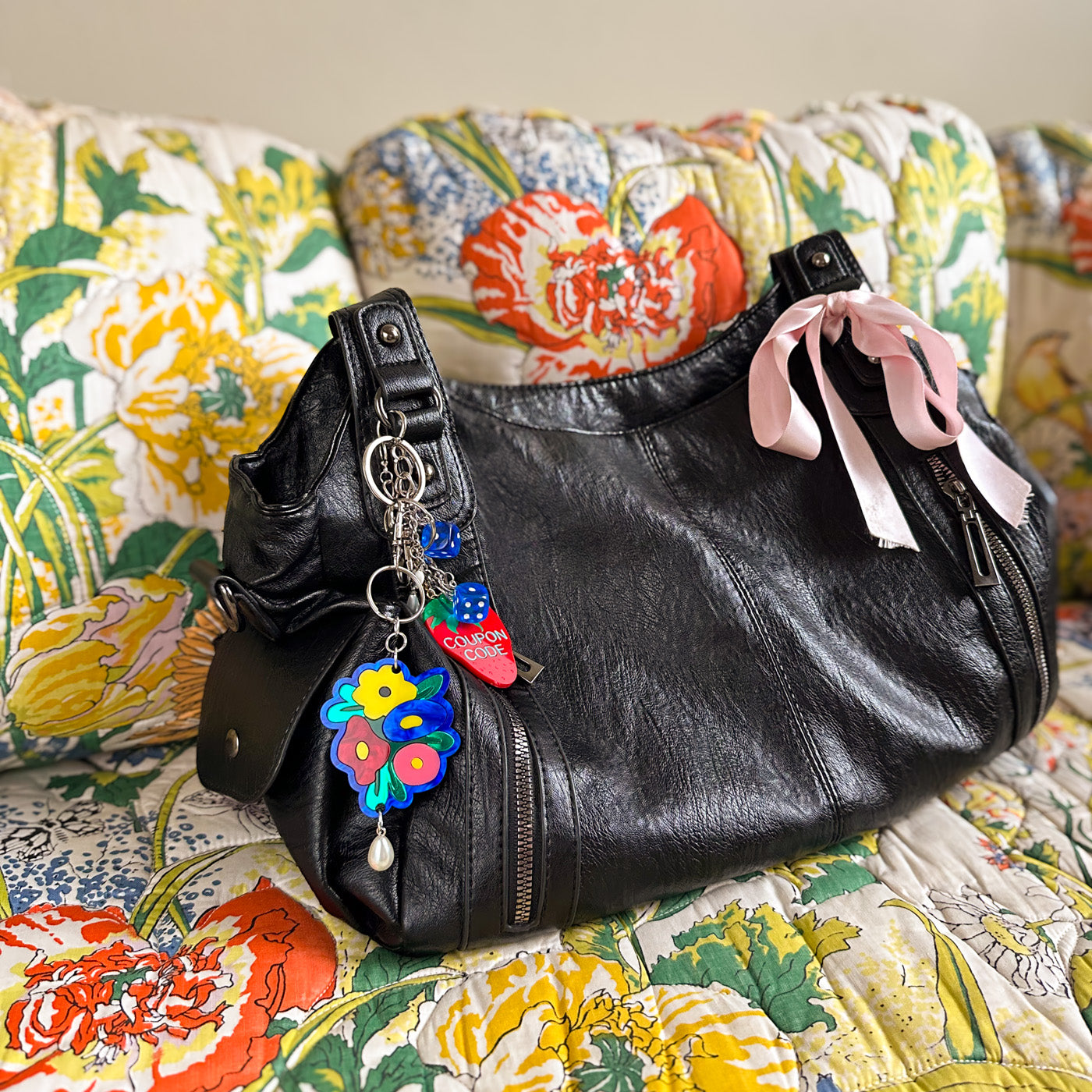 Flower Bouquet Bag Charm