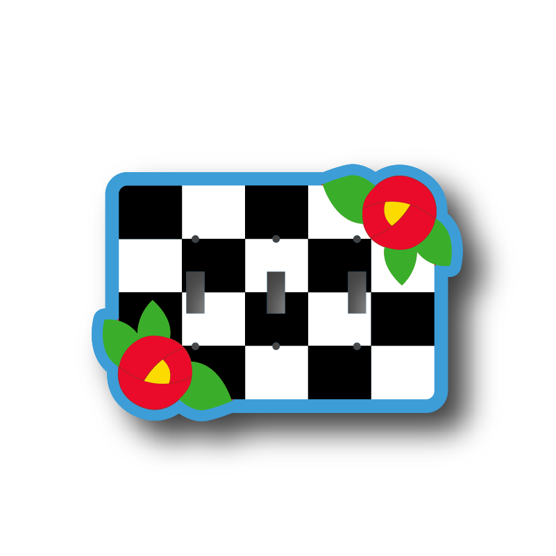 Checkered Cottage Rose Light Switch Cover
