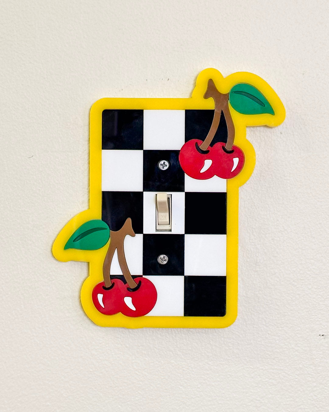 Checkered Cherry Light Switch Cover