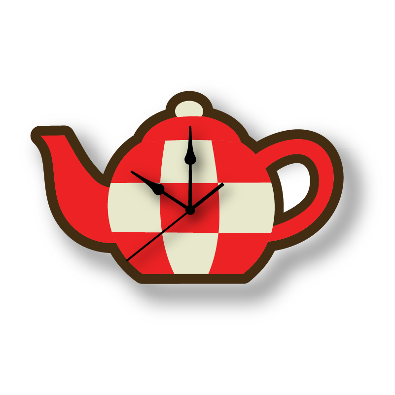 Checkered Teapot Wall Clock