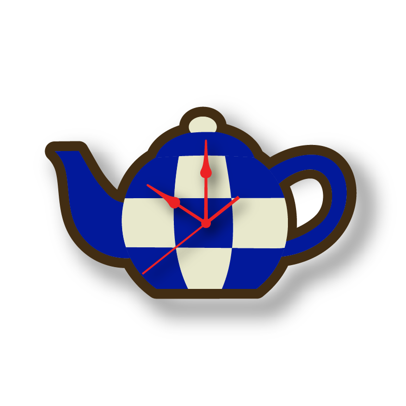 Checkered Teapot Wall Clock