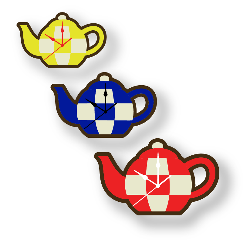 Checkered Teapot Wall Clock