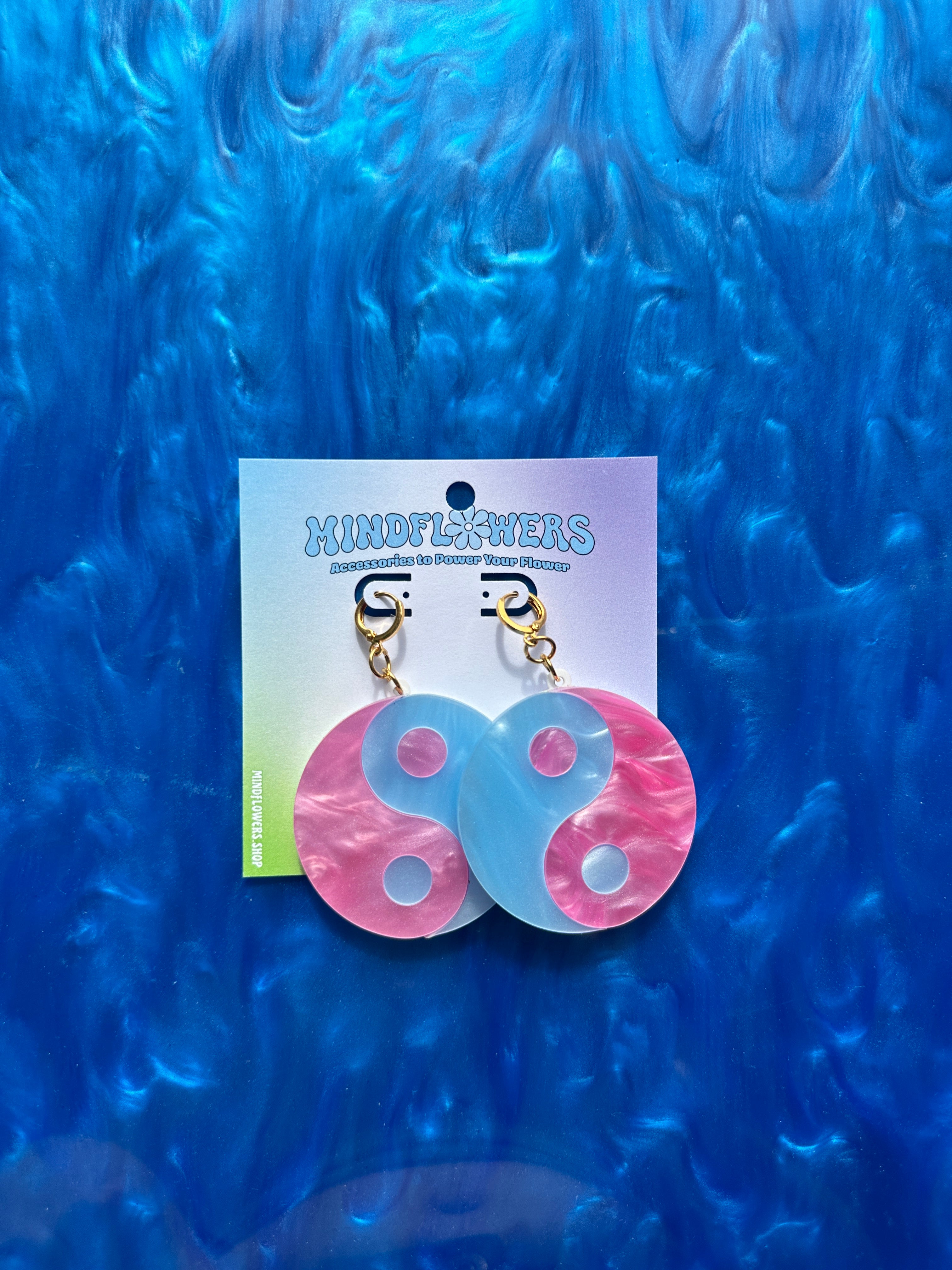 Pink & Blue Marble YinYang Hoops Sample Sale