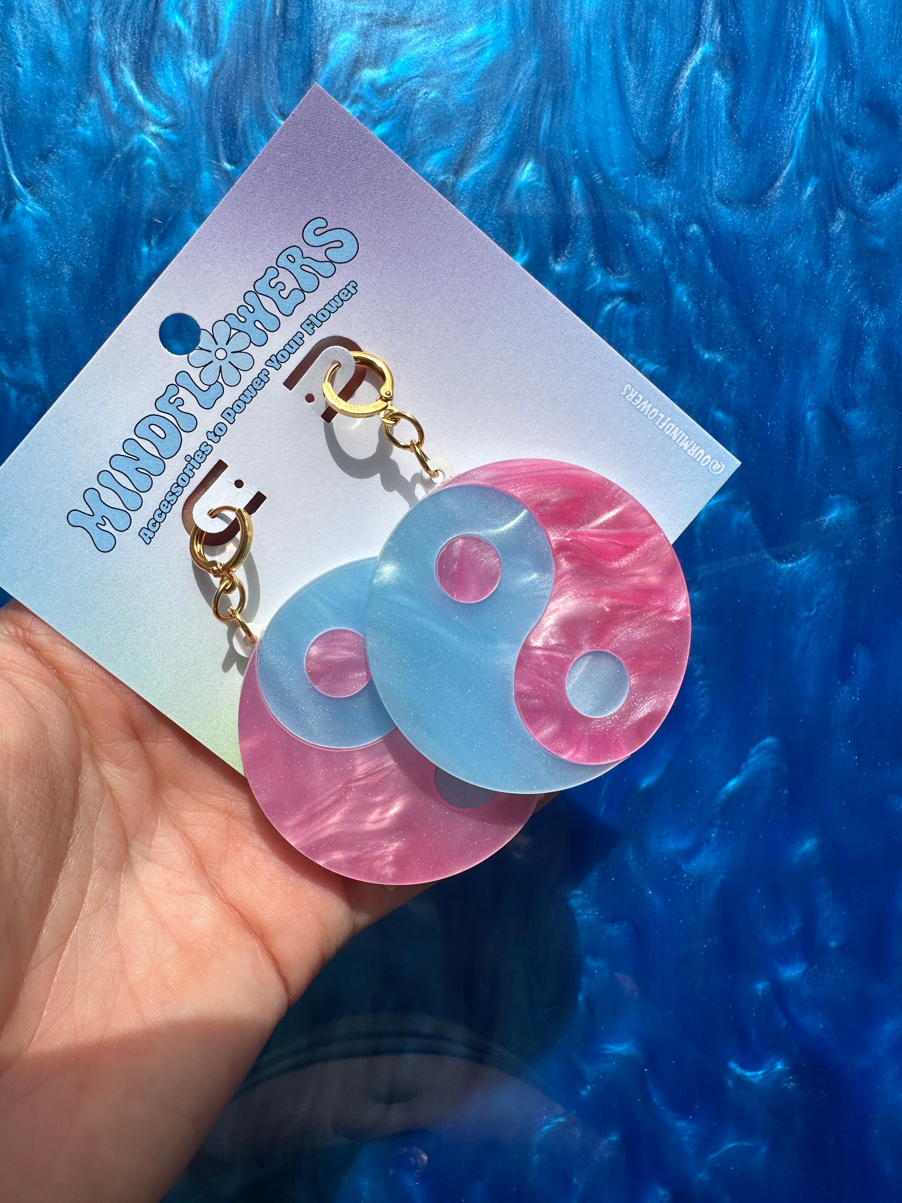 Pink & Blue Marble YinYang Hoops Sample Sale