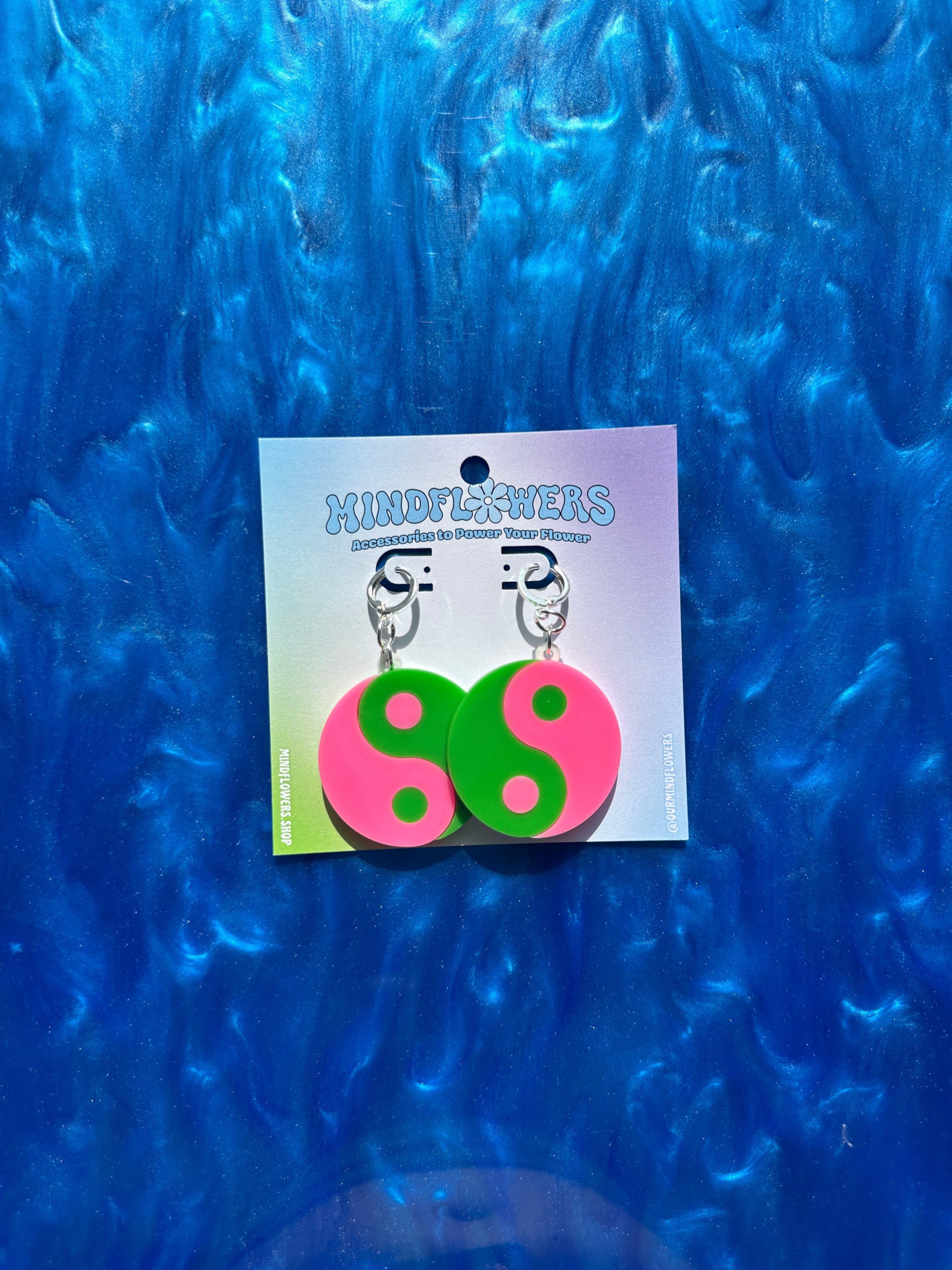 Medium Pink & Green YinYang Dangle Earrings Sample Sale