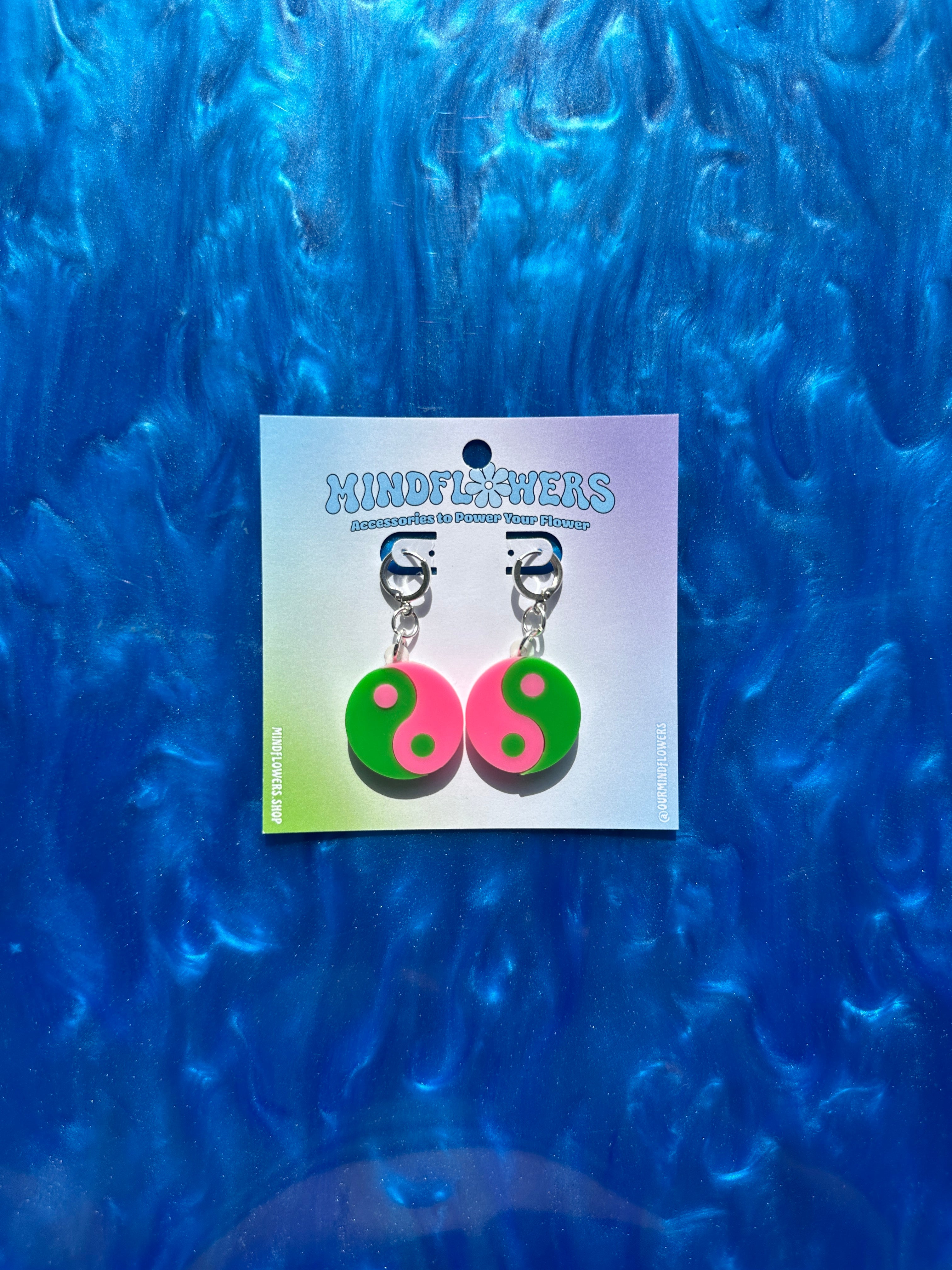 Mini Pink & Green YinYang Dangle Earrings Sample Sale