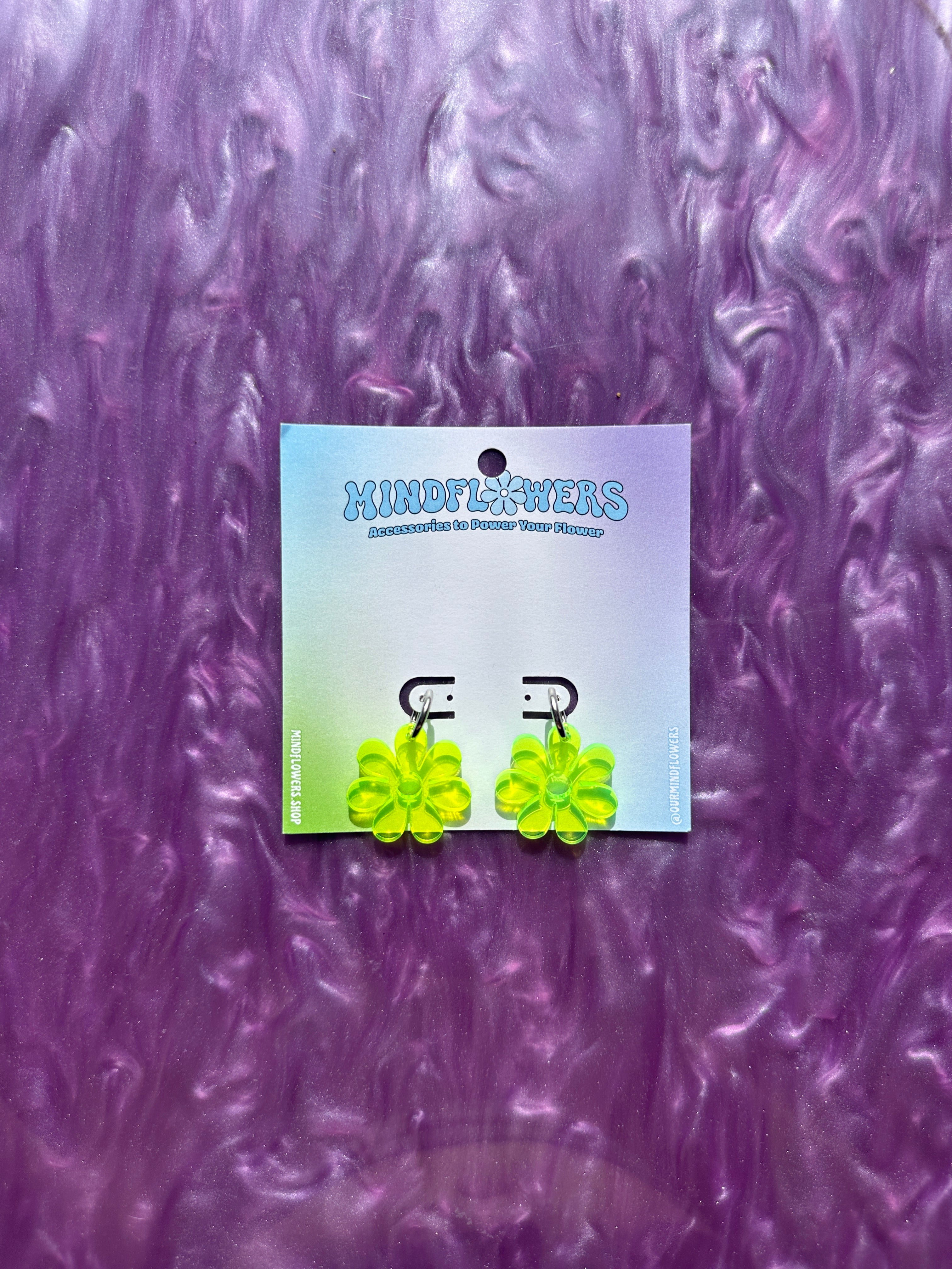 Mini Fluorescent Green Daisy Hoops Sample Sale