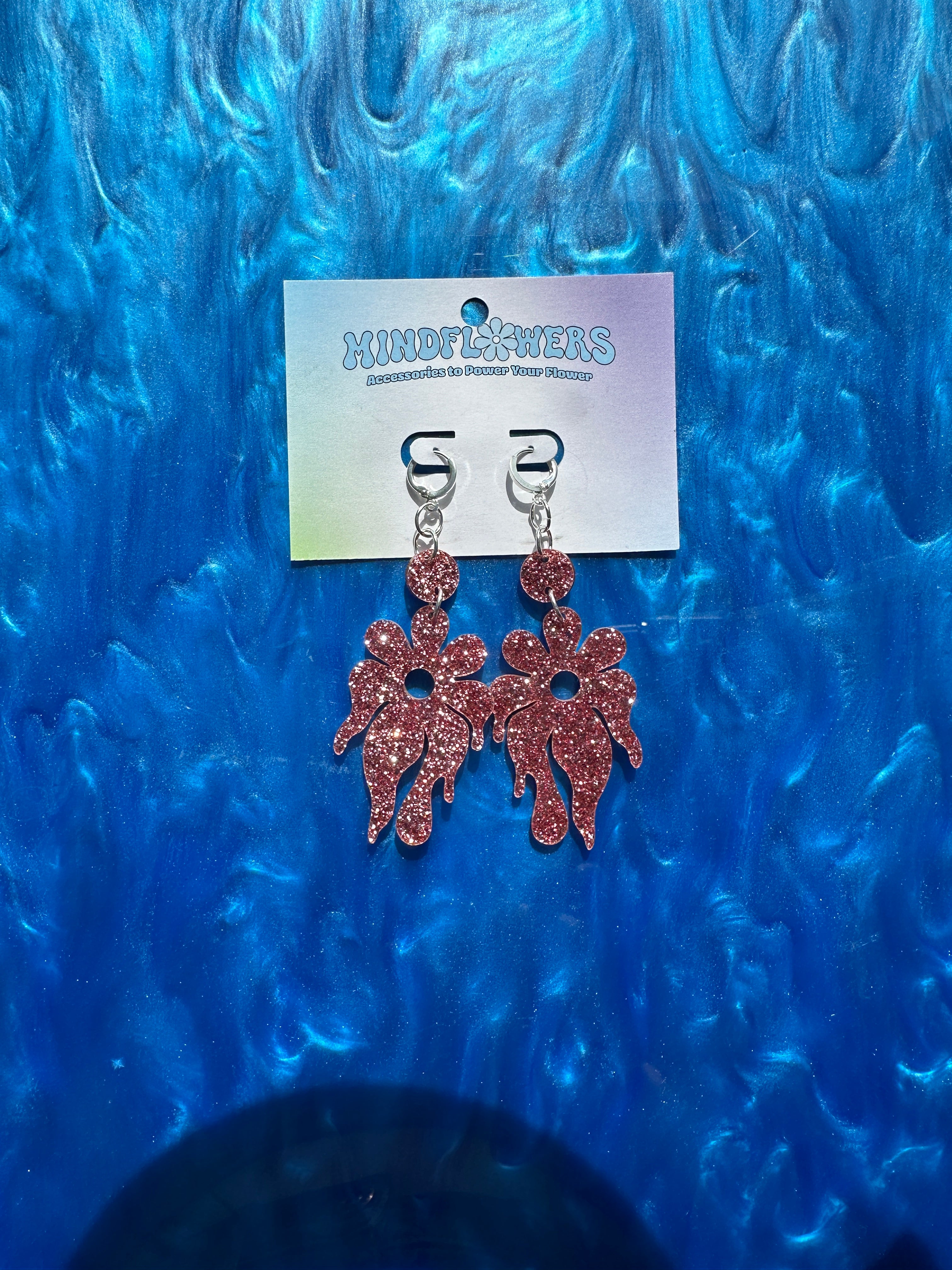 Pink MindFlower Dangle Earrings Sample Sale
