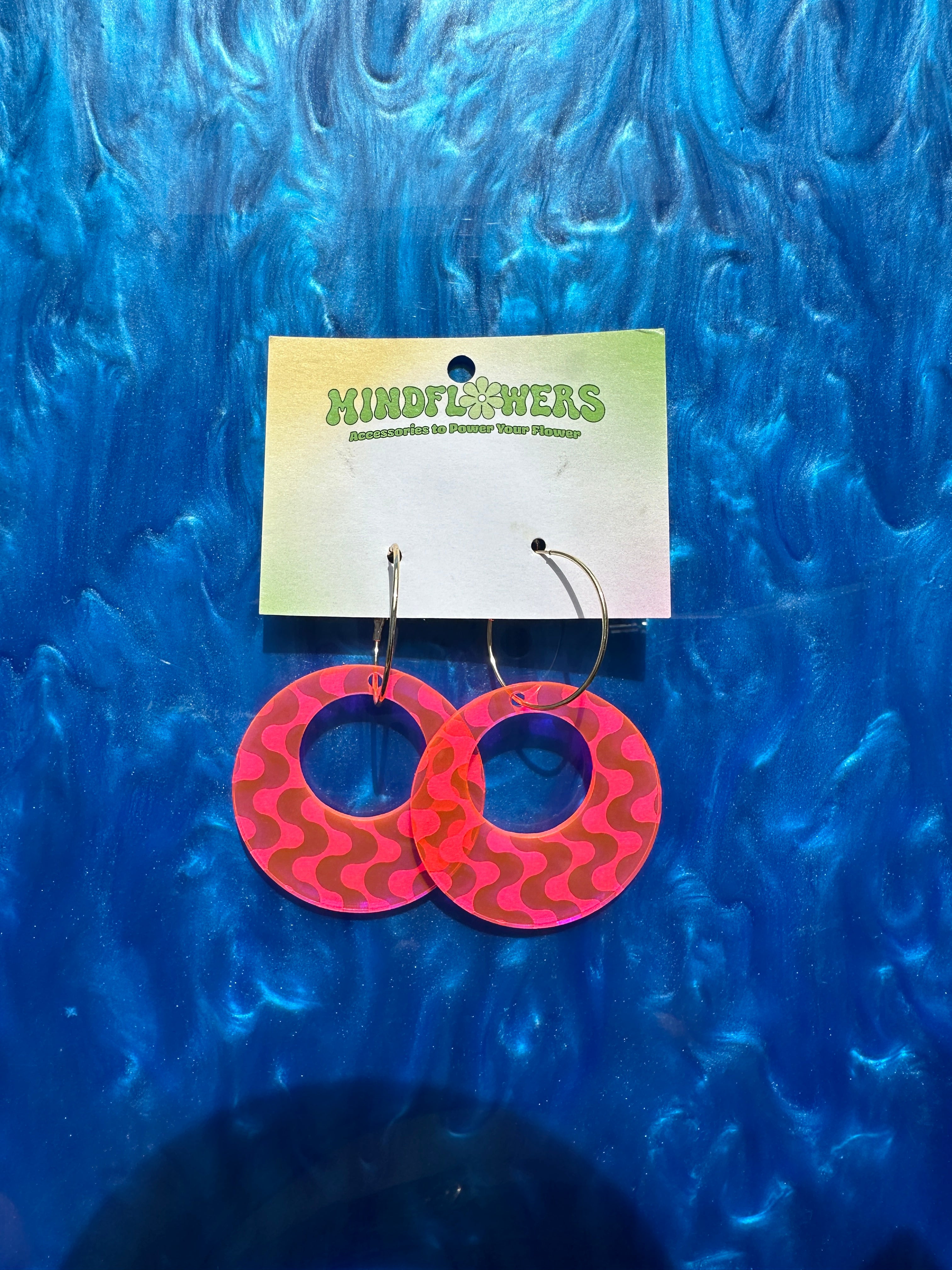 Engraved Fluorescent Pink Hoop Earrings Sample Sale